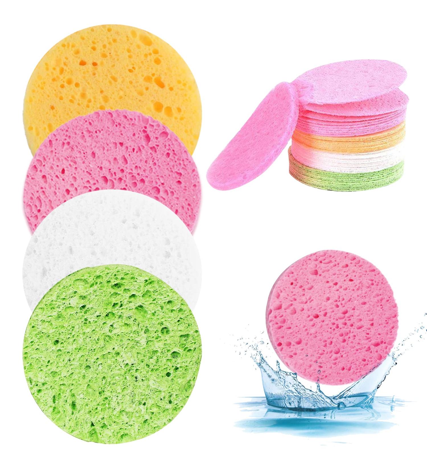 72 Pieces Reusable Compressed Facial Sponges - 4 Color Makeup & Cleaning Round Sponges for Flawless Skin - Buy Online on GoSupps.com