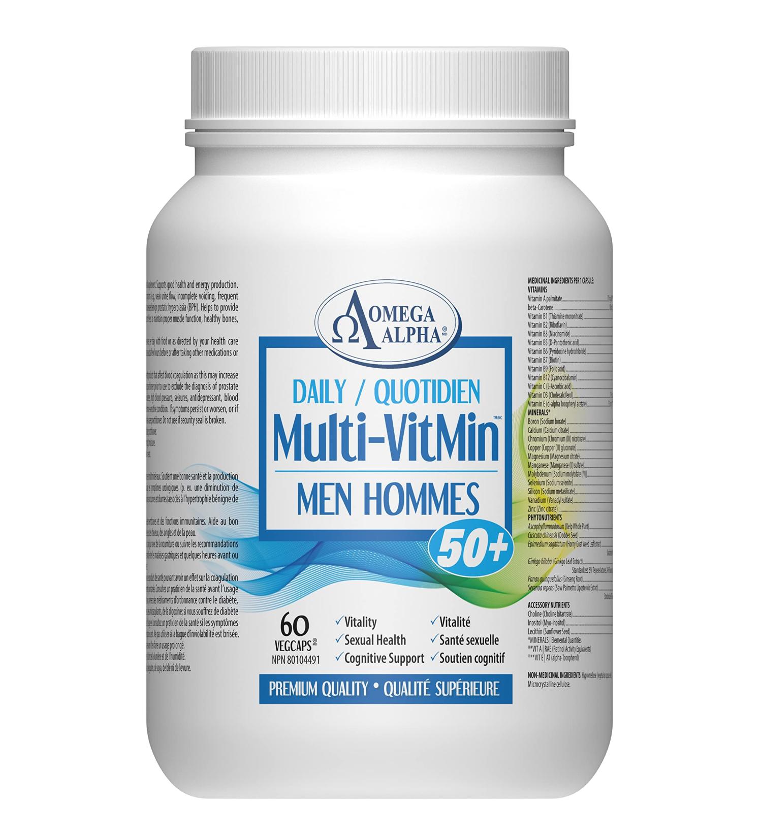 Omega Alpha Daily Multi-VitMin Men 50+ - Multi-vitamin and multi-mineral supplement-60 Caps - Buy Online on GoSupps.com