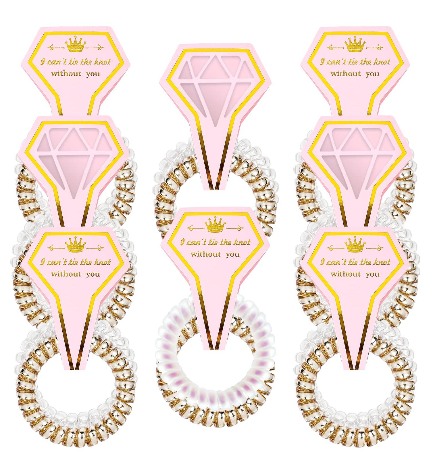 Bridesmaid Spiral Hair Ties - 16 Pieces | Champagne Bridesmaid Proposal Gift Set for Wedding Party Souvenirs & Decorations - Buy Online on GoSupps.com