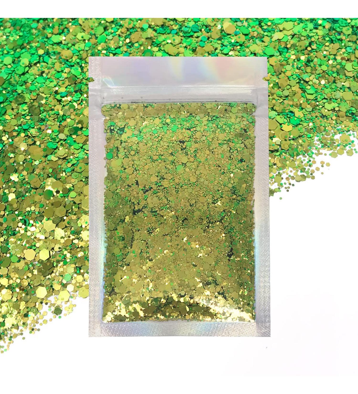 Color Shift Chunky Glitter for Festival Rave Makeup - Green/Gold - Buy Online on GoSupps.com