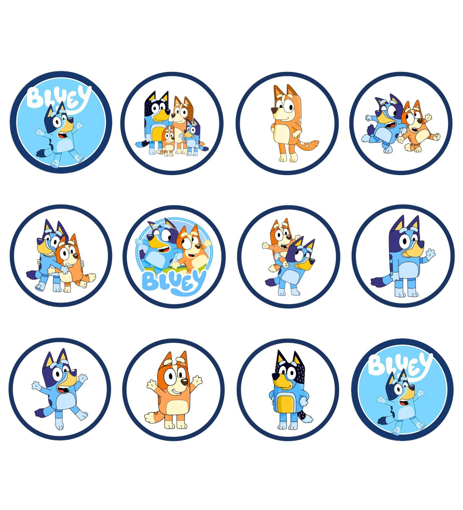 24 Bluey Cupcake Toppers Theme #2 Edible Bluey Cake Topper Bluey Birthday Decorations Blue Family Edible Cake Topper Puppy Cake Decorations Blue y Party Decorations - Buy Online on GoSupps.com