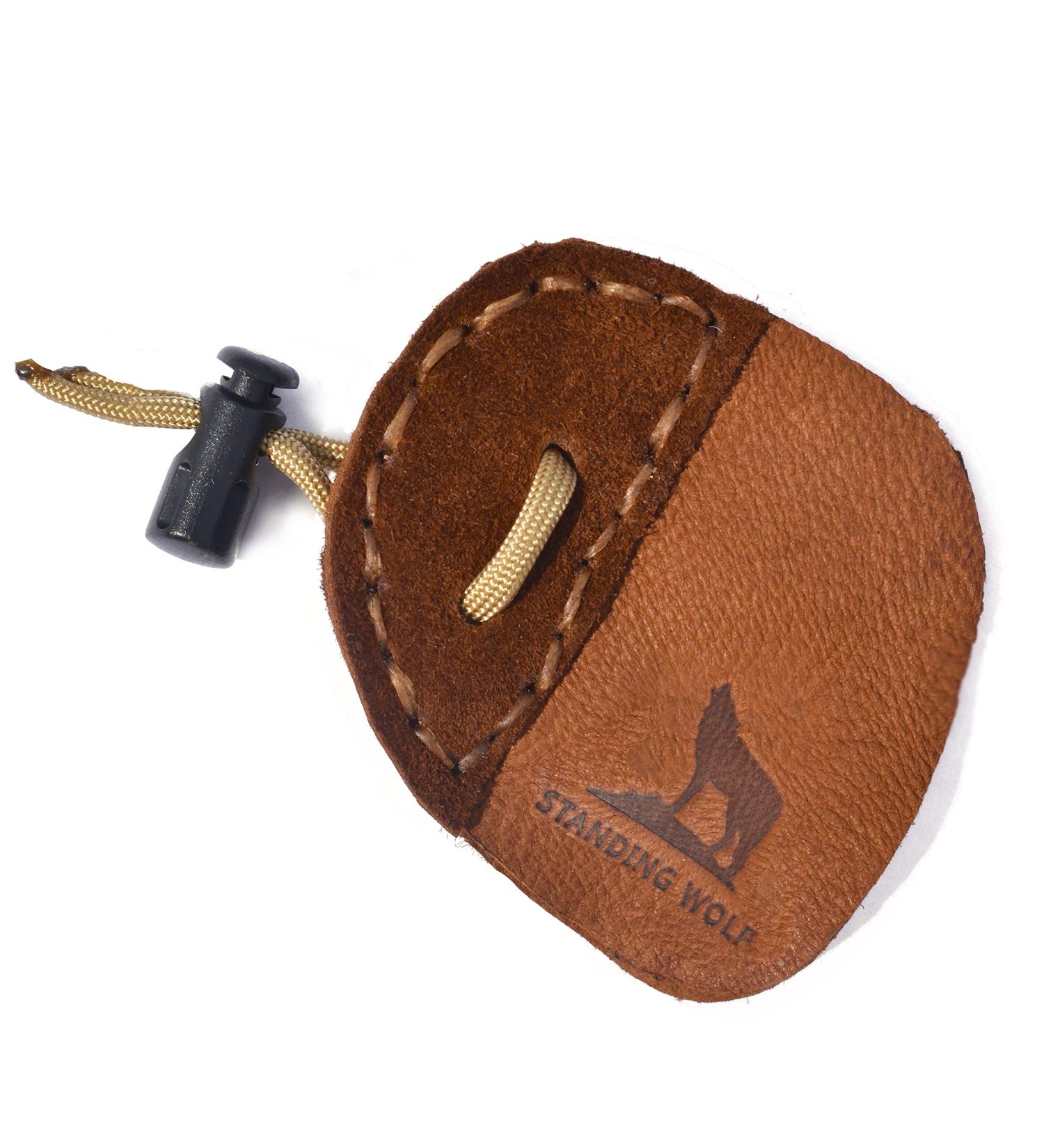 Standing Wolf Traditional Moose Leather Finger Tab for Archery - Handmade 3 Under Style Protector for Left Hand - Ideal for Hunting & Target Practice - Buy Online on GoSupps.com