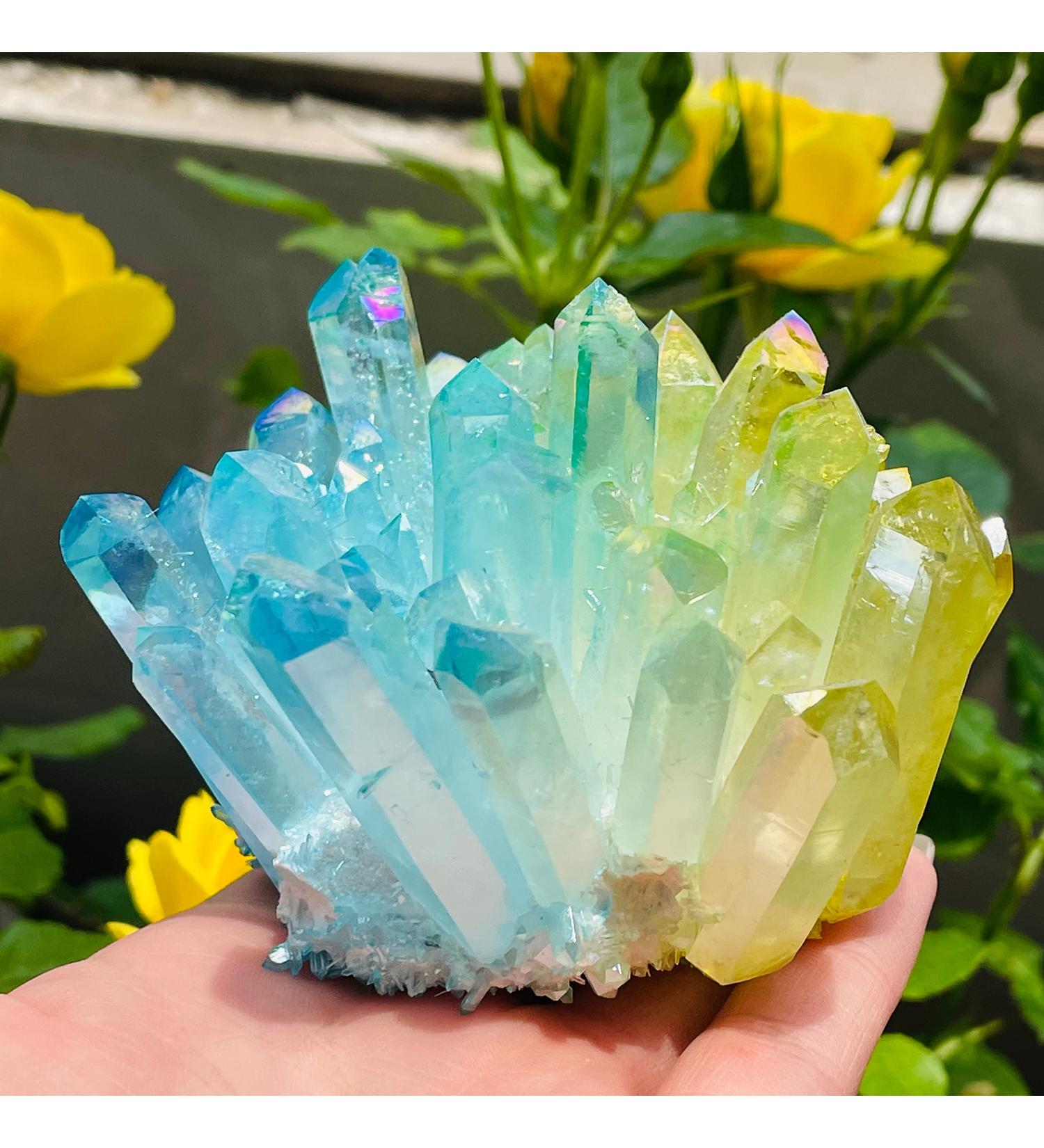 Natural Crystal Rough Natural Crystal Beautiful Two-Tone Quartz Crystal Cluster with Rainbow Light Natural for Home Decor As Gift Power Stone Crystal (Size : 300-350g) - Buy Online on GoSupps.com