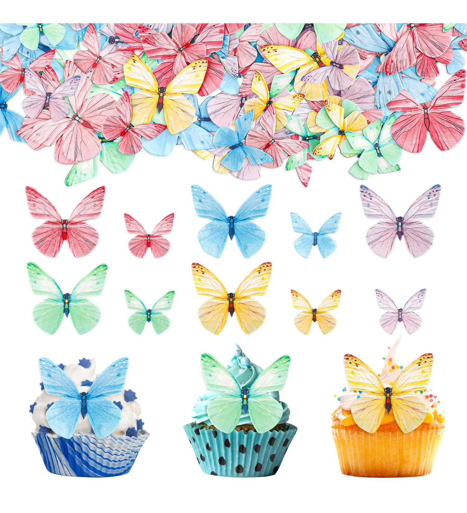 Shop Alegre 72 Edible Butterflies for Cakes | Colorful Tortendeco Butterfly Decorations for Weddings Birthdays & Baptisms - Buy Online on GoSupps.com