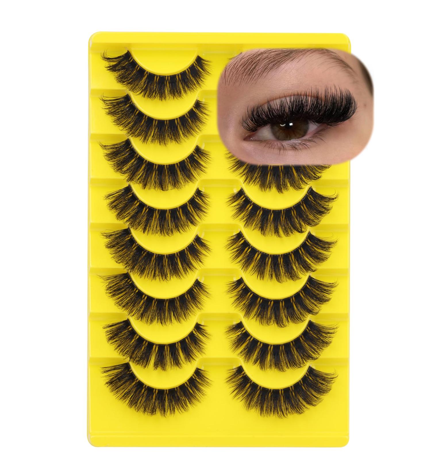 ALICE Cat Eye Lashes D Curl Russian Strip Lashes 17mm Fluffy False Eyelashes Clear Band Eyelashes Dramatic Faux Mink Lashes 8 Pairs 9 Pairs- P9 - Buy Online on GoSupps.com