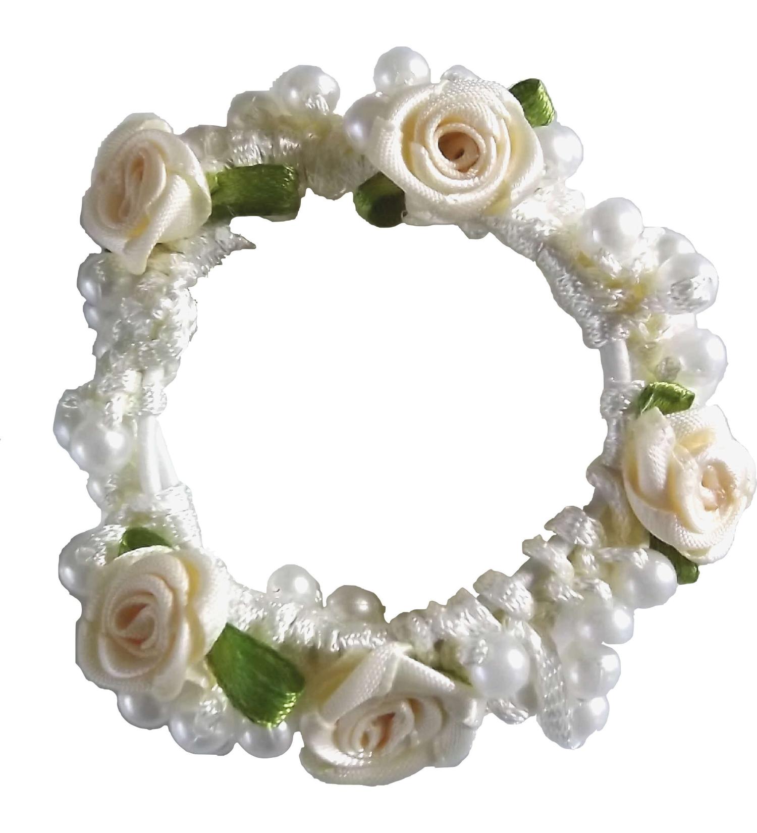 Pearl & Rose Ring Bun Hair Tie Bridesmaid Hair Wreath Ballet Hair Accessory Cream