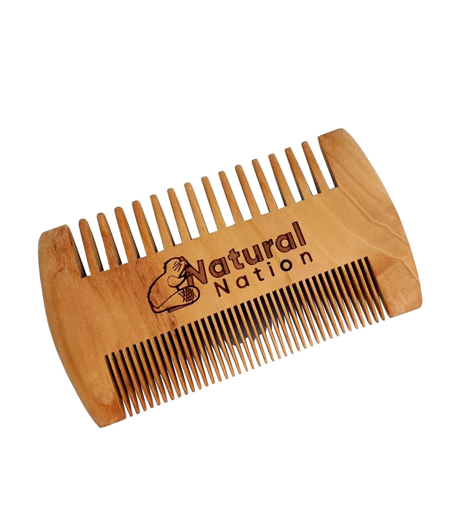 Stocking Filler Wooden Beard Comb Anti-Static Natural Wood Eco-Friendly Biodegradable Double-sided