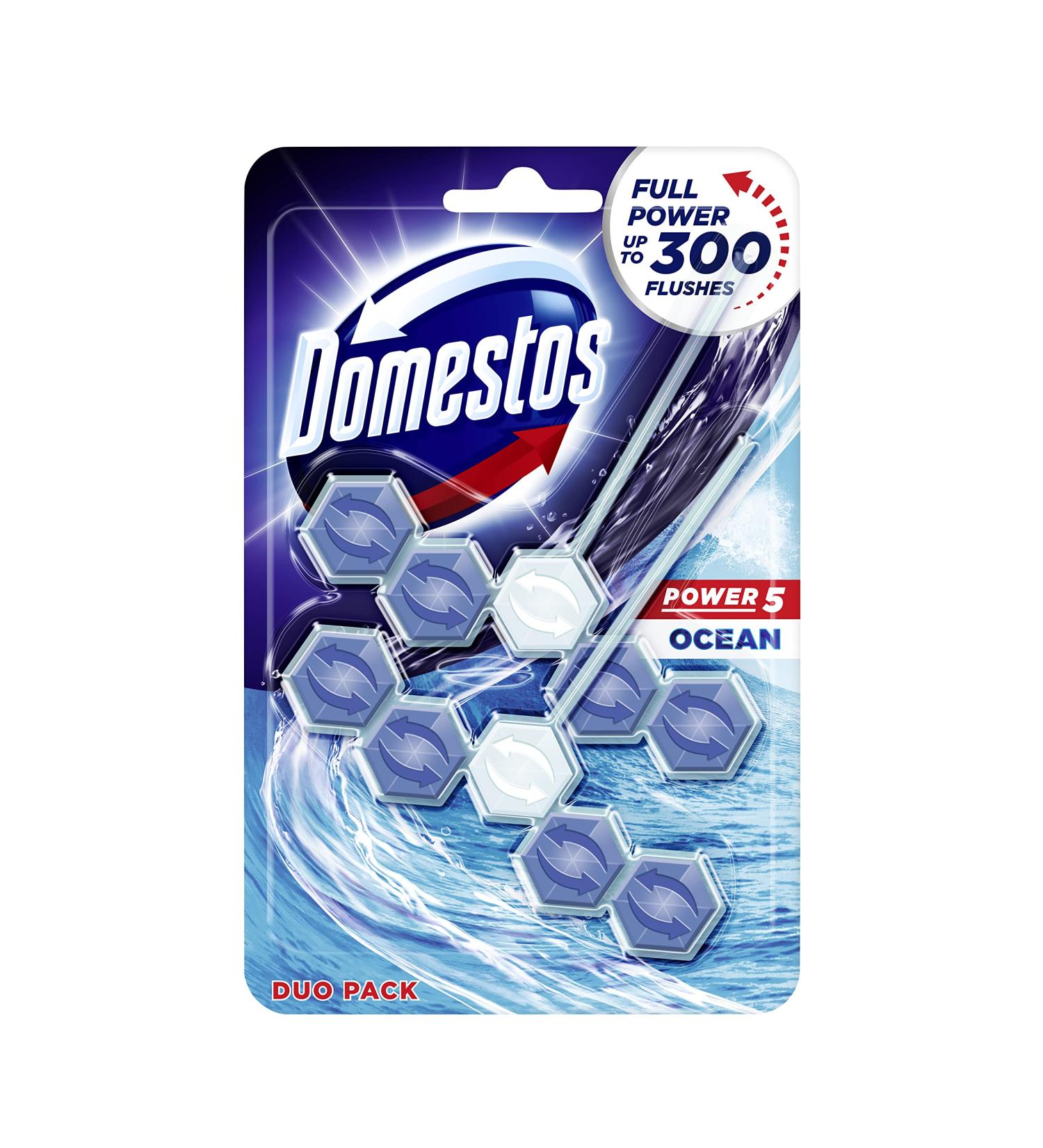 Domestos Ocean Toilet Rim Block - 2 Pack | Up to 300 Flushes | UK's No.1 Cleaner Brand - Buy Online on GoSupps.com