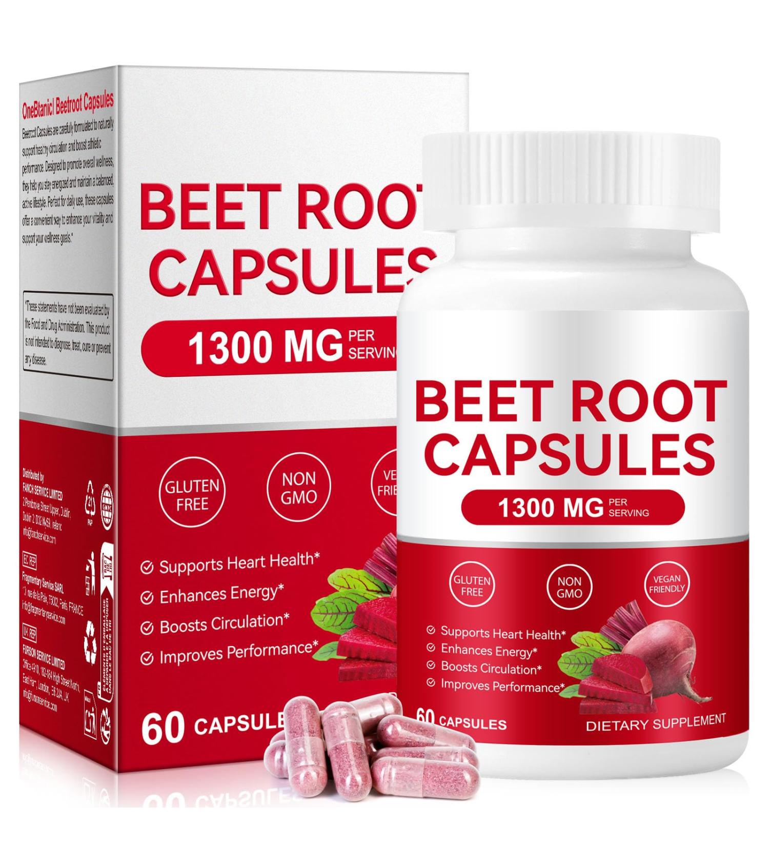 Beet Root Capsules Organic Beetroot Capsules 60 Count Beetroot Supplement for Natural Energy Support Non-GMO Gluten Free 30-Day Supply - Buy Online on GoSupps.com