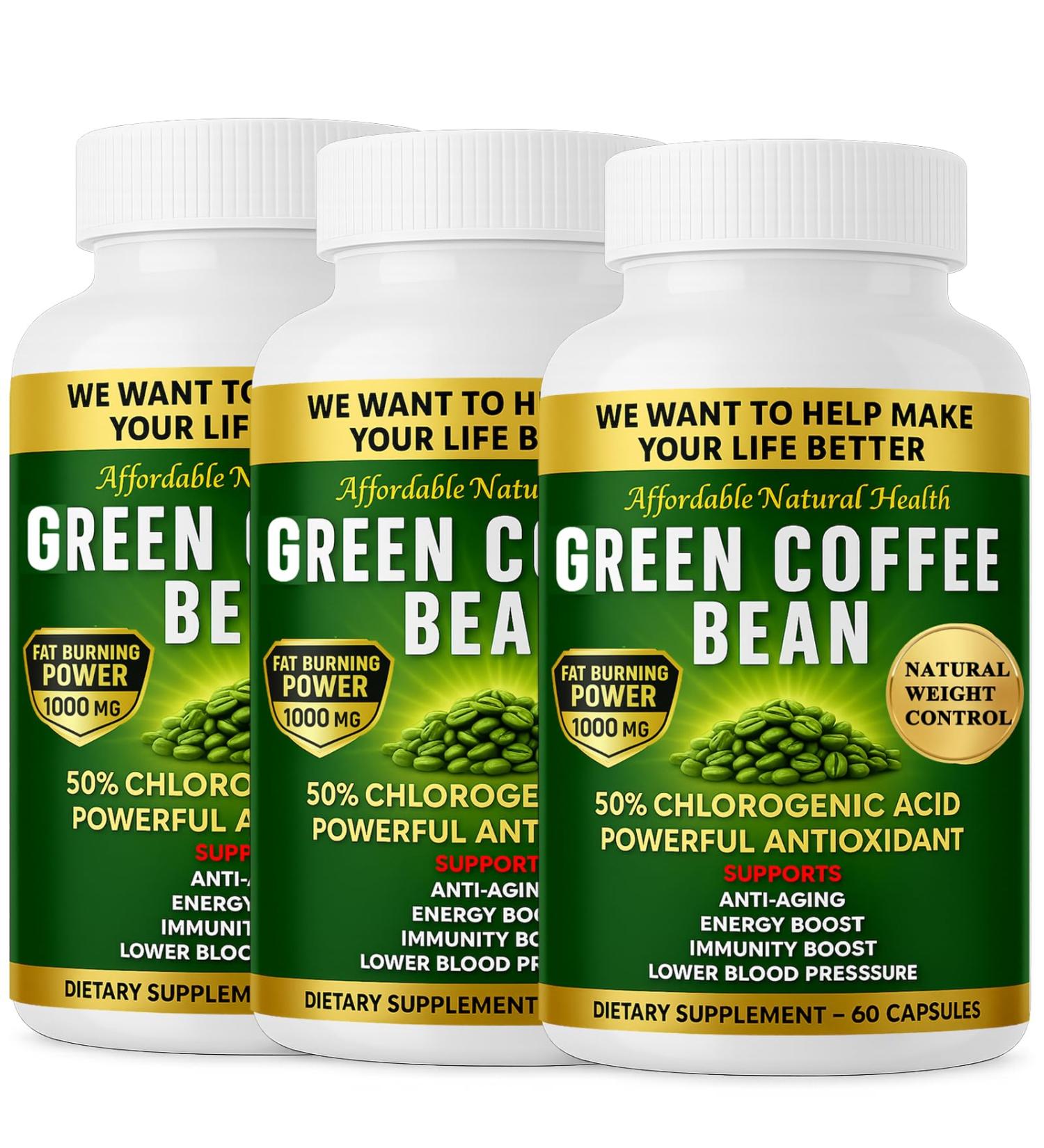Green Coffee Bean Extract 100% Pure Green Coffee Bean Capsules 50% Chlorogenic Acid 1000 mg Strength 180 Capsules 6 Month Supply Non-GMO and Gluten Free Traditional Herbal Supplement - Buy Online on GoSupps.com