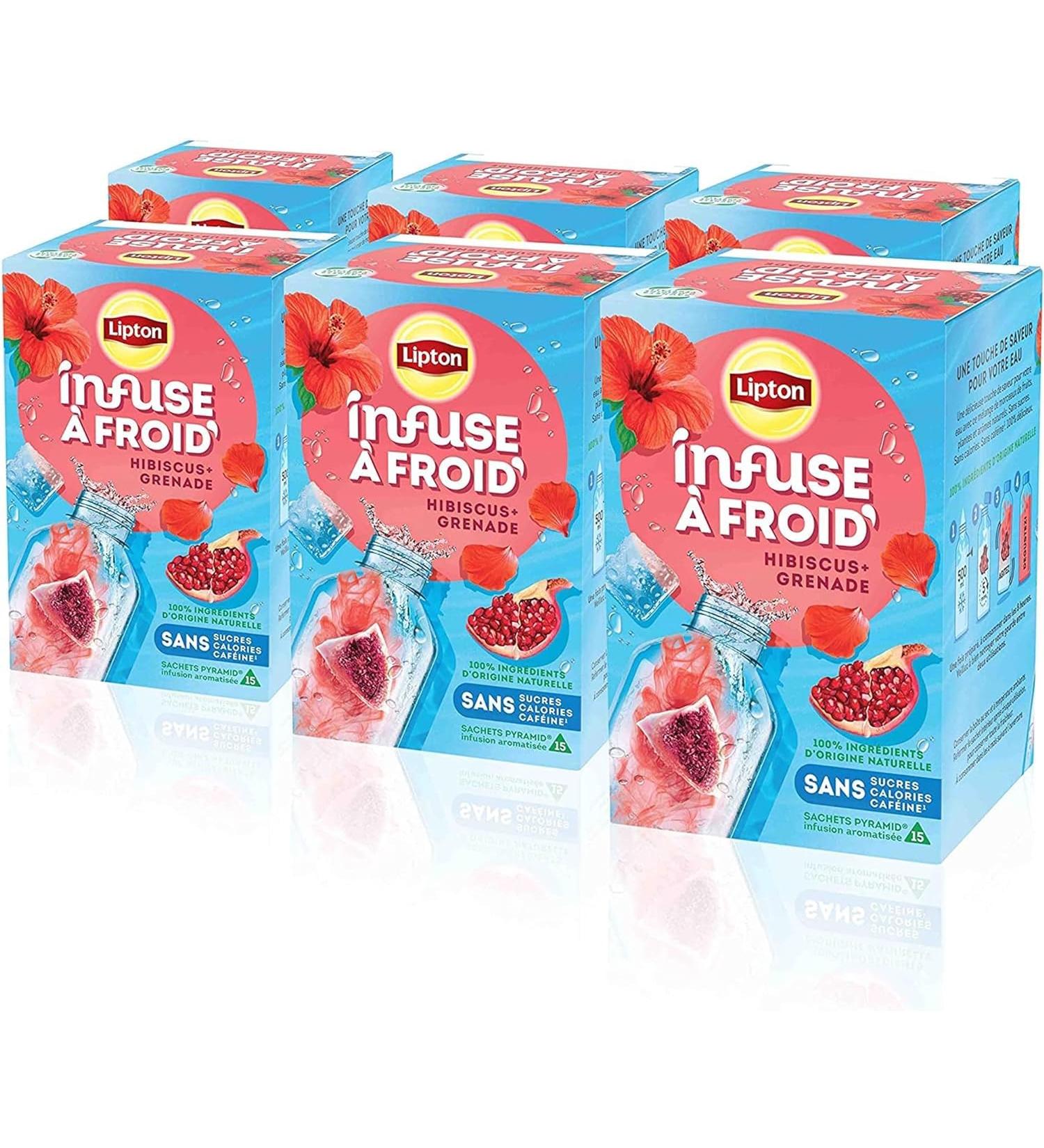 Lipton Infuse Froid Infusion Froid Go t Grenade et Hibiscus Id ale pour le Th Glac Ingr dients d'Origine 100% Naturelle 6x15 Sachets Pyramid - Buy Online on GoSupps.com