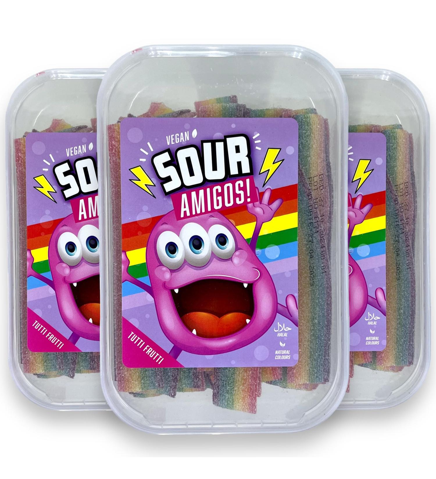Mijoma Acid Fruit Gum Stripe 3-Seater Set 900g - Vegan Halal Natural Dyes - Strawberry Kola Tutti Frutti - Delicious Candy for Any Occasion - Buy Online on GoSupps.com