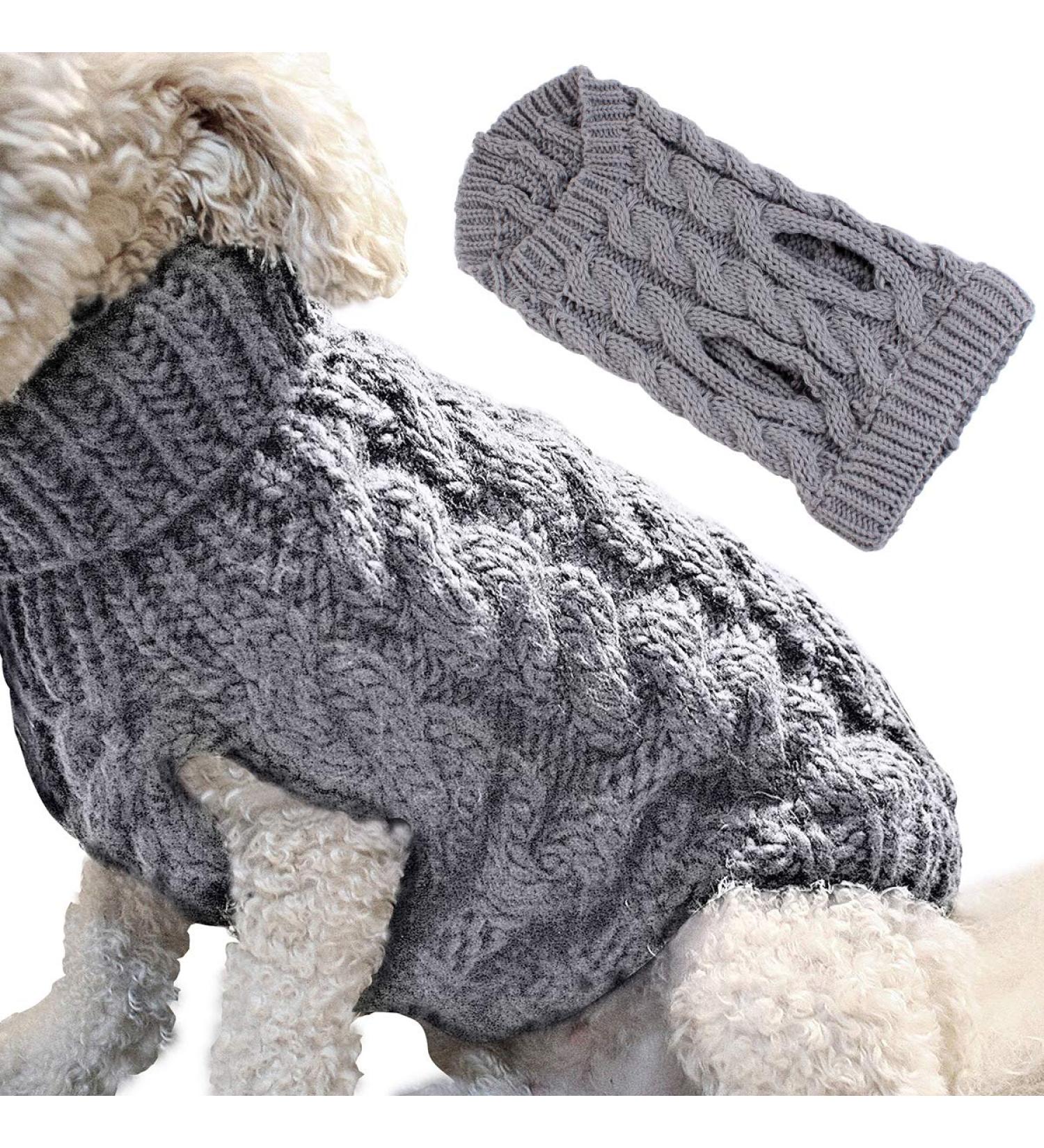 Buy PetyOung XL Gray Dog Sweater Vest | Warm Knit Wool Coat for Small & Medium Dogs - Winter Crochet Clothing - Buy Online on GoSupps.com