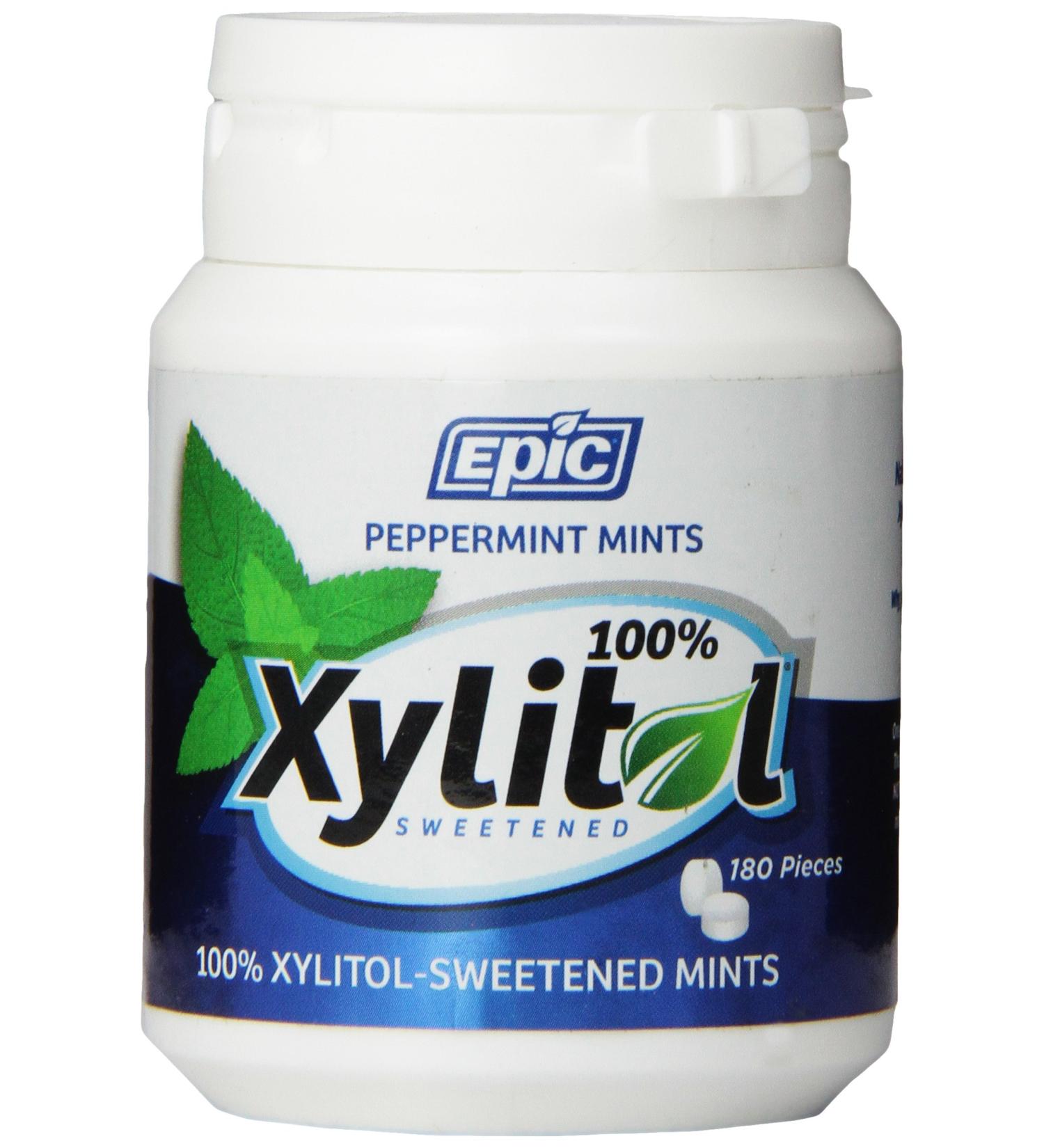 Epic Dental Peppermint Breath Mints - 100% Xylitol, 180 Count for Fresh Breath - Buy Online on GoSupps.com
