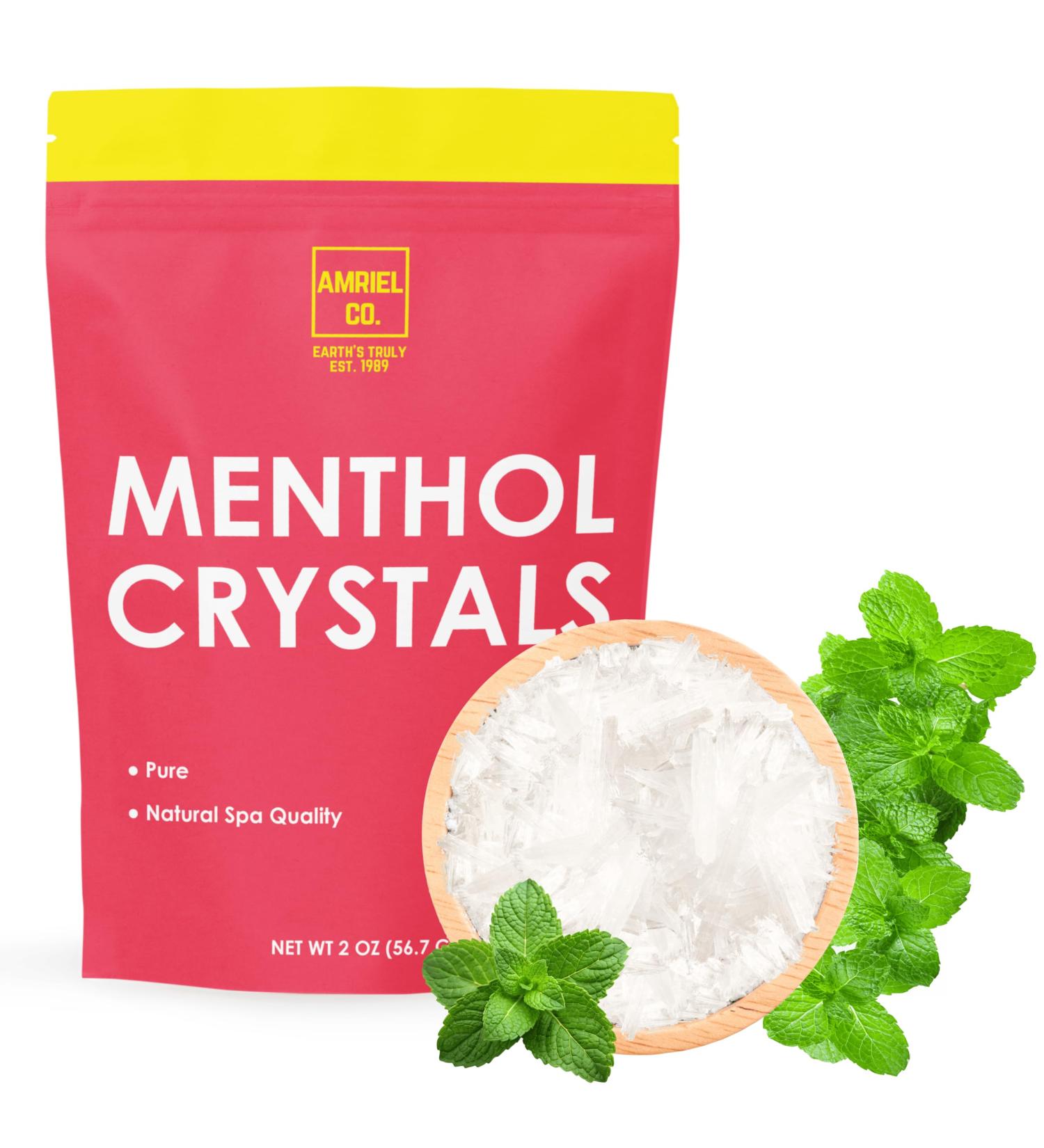 Menthol Crystals (2oz) | 100% Pure USP Food Grade| Aromatherapy for Spa and Steamer| Used in Humidifier and Room Freshener| Great for DIY cosmetics products including lip balm lotion hair products and more| Amriel Co. - Buy Online on GoSupps.com