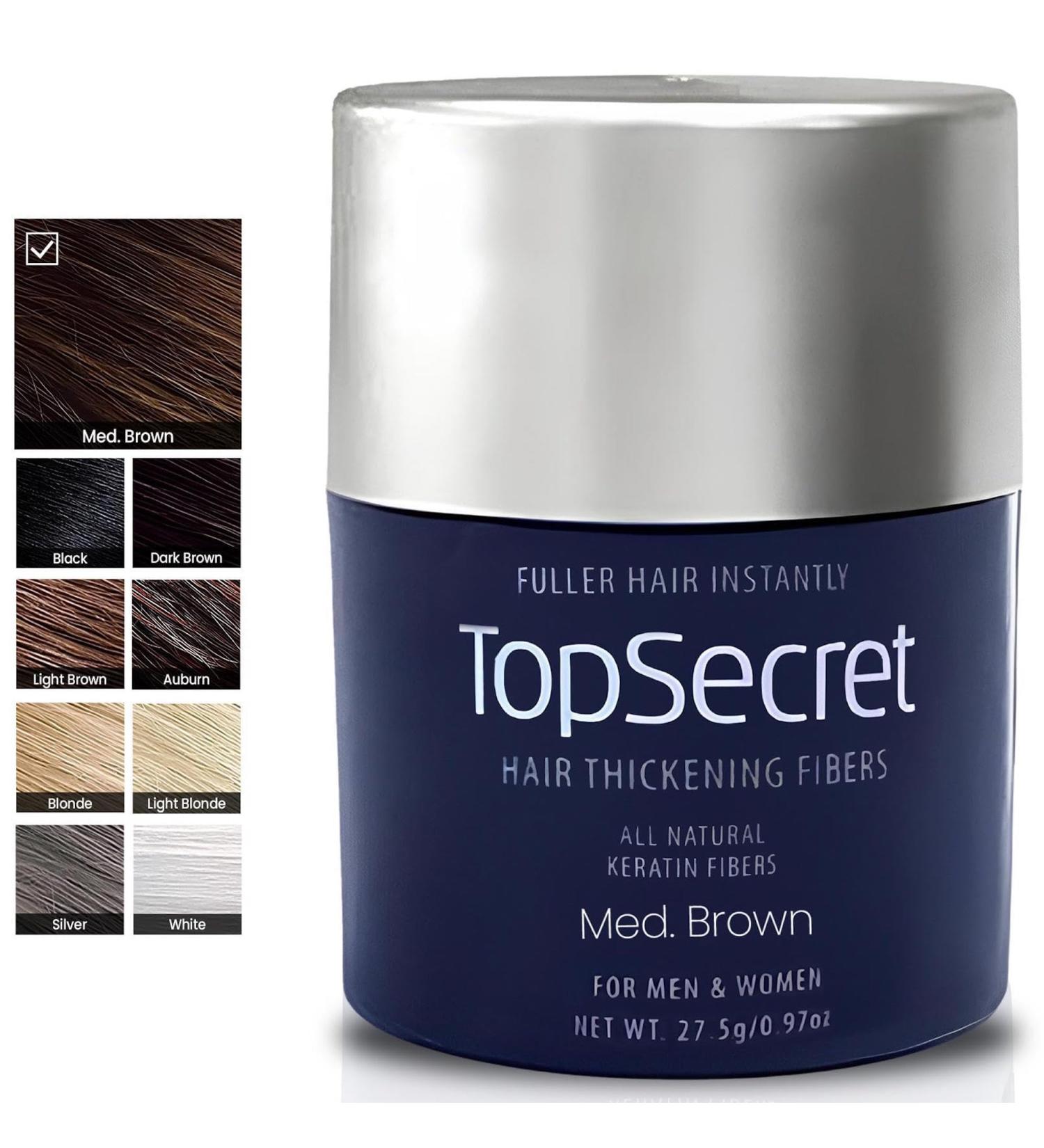Top Secret Hair Thickening Fibers Refills - Natural Hair Filler for Men & Women - Instantly Fill Thinning Hair - Weather Resistant - Medium Brown Travel Size - Buy Online on GoSupps.com