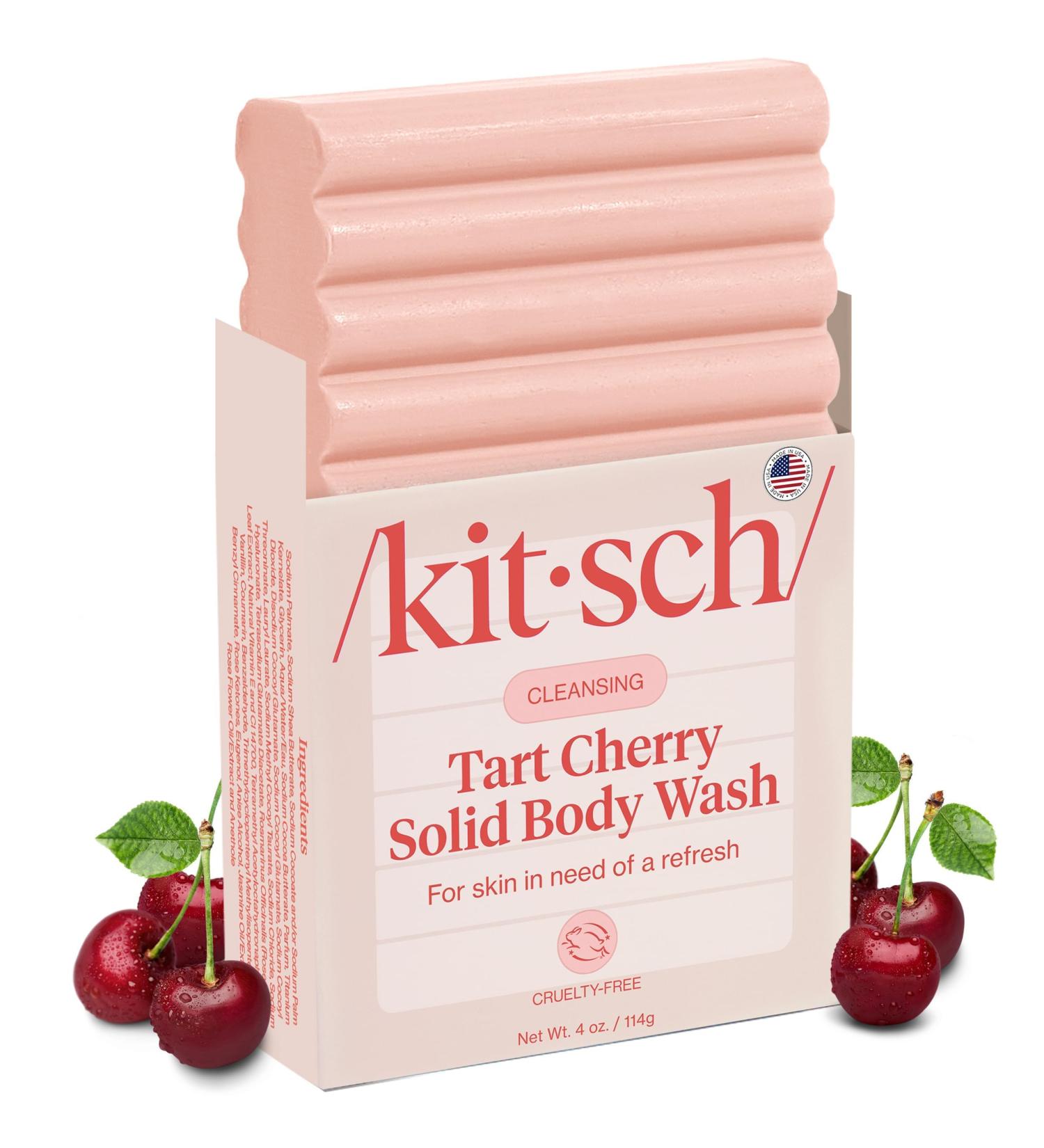 Kitsch Cleansing Tart Cherry Soap Bar with Refreshing Scent - Eco-Friendly Body Wash Women Love - Cherry Solid Bar Soap for Daily Use - Silicone Sulfate and Paraben Free Made in USA - 4oz - Buy Online on GoSupps.com