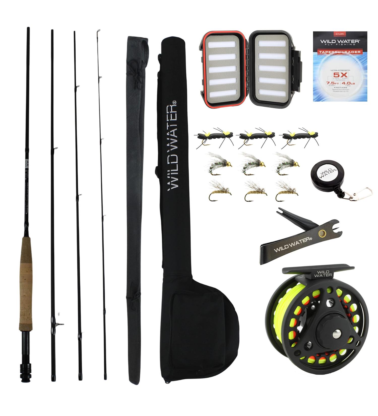 Wild Water Fly Fishing 9ft 4-Piece 3/4 Weight Rod Reel Combo Starter Pack - Buy Online on GoSupps.com