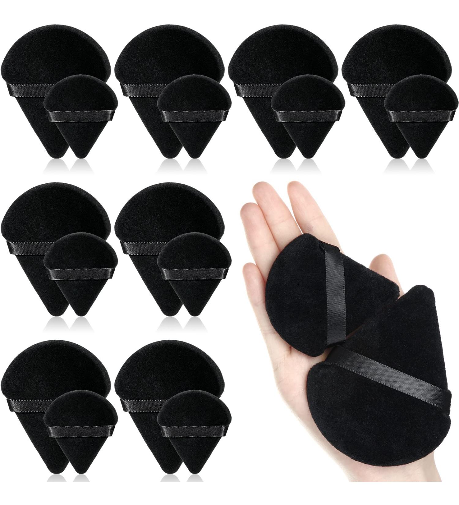 16 Pcs Soft Triangle Makeup Puff Set - Velour Body & Face Powder Puff with Strap | Contouring & Loose Powder Application | Black Makeup Sponges - Buy Online on GoSupps.com