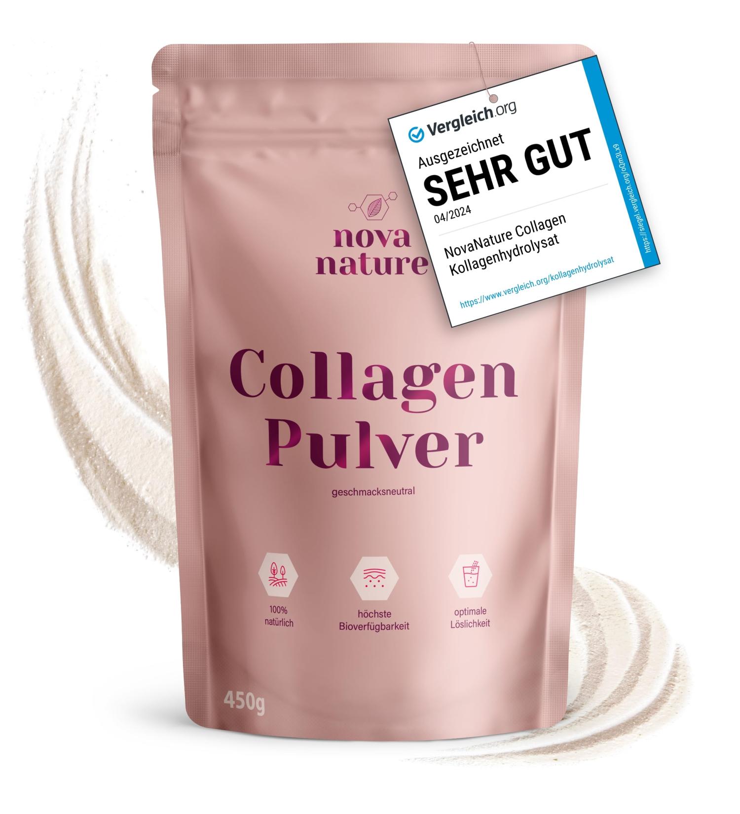 Buy Bioactive Collagen Powder 450g - High Purity Tasteless Hypoallergenic Collagen Hydrolysate Peptides Type 1 2 & 3 - Novanature  - Buy Online on GoSupps.com