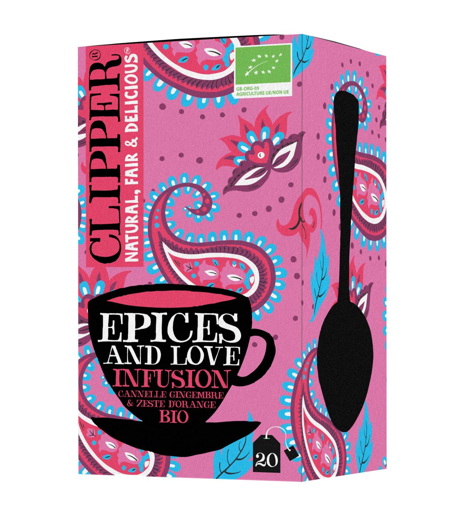 CLIPPER - Organic Infusion - Spices and Love - Cinnamon Ginger & Orange - 20 Organic Infusion Sachets - 1 pack - Buy Online on GoSupps.com