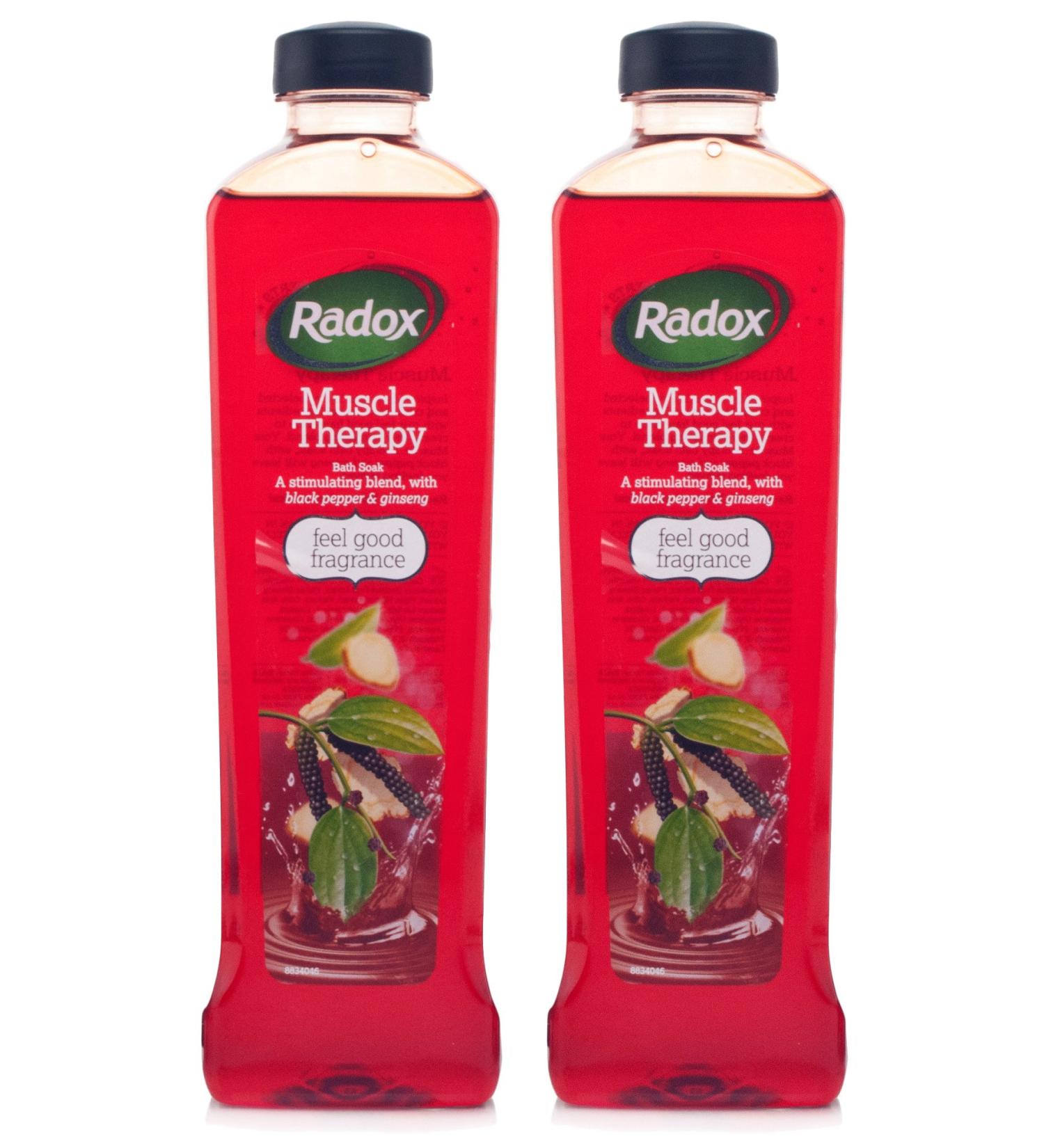 2X Radox Muscle Therapy Bath Soak 500ml Black Pepper & Ginseng Blend