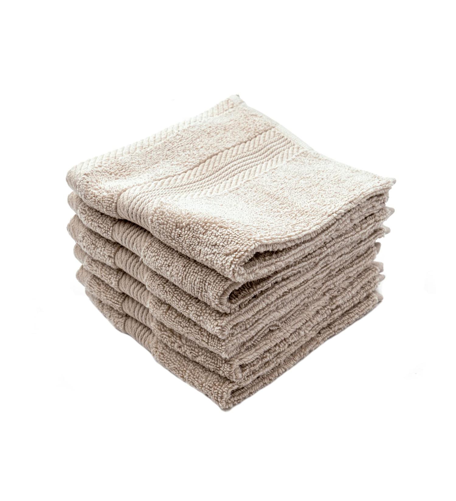 Linteum 100% Soft Cotton Washcloth Set - 12pc 13x13 Inch Zero Twist Single Ring Spun Premium Towels - Taupe Face Towel Set - Buy Online on GoSupps.com