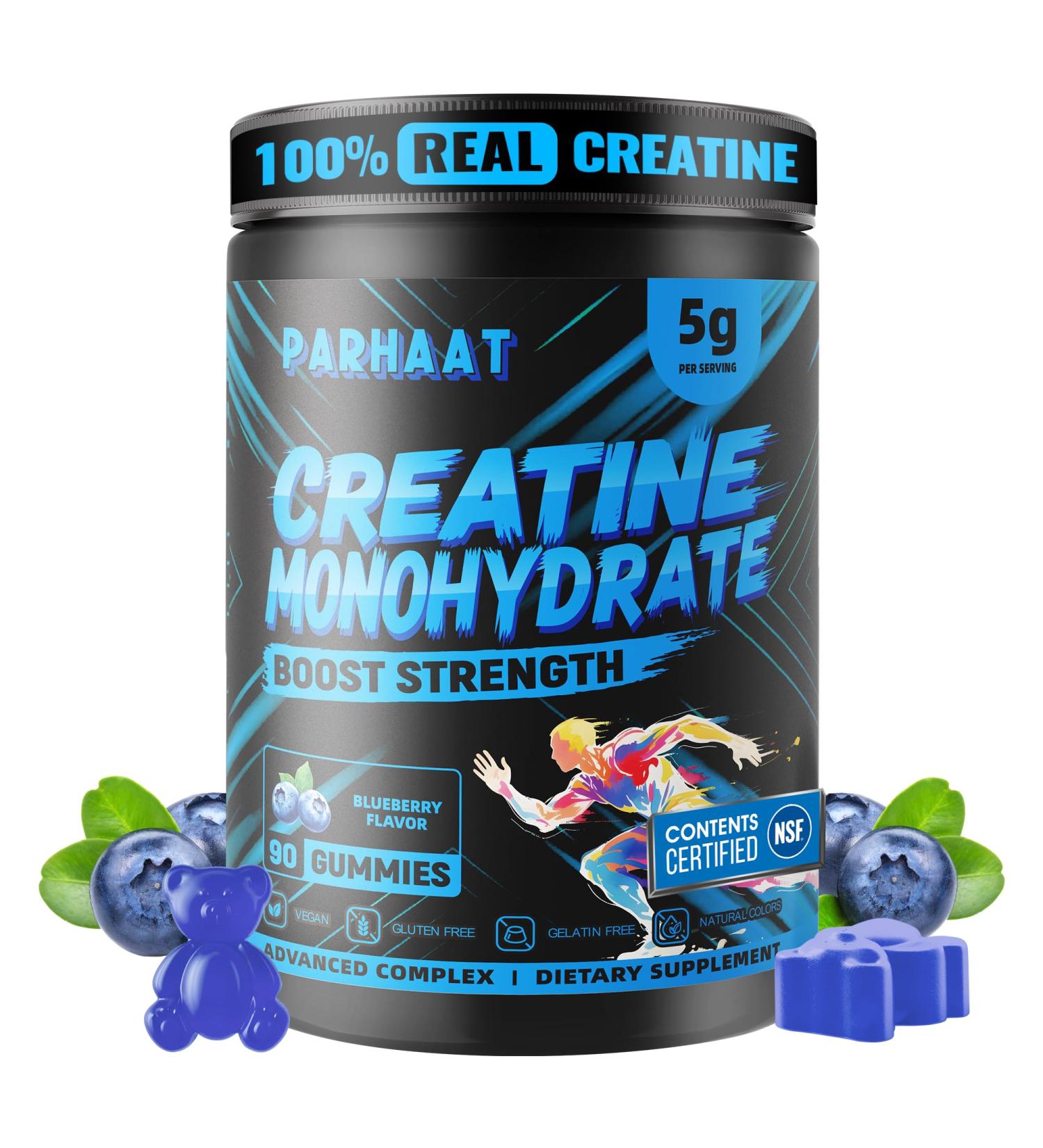 Creatine Monohydrate Gummies 5g for Men & Women - Boost Focus Strength and Endurance Anti-Melting Formula Vegan Gluten-Free Non-GMO 2.5 Gram Creatine per Gummy (Blueberry 90 ct) Blueberry 90 Count (Pack of 1) - Buy Online on GoSupps.com