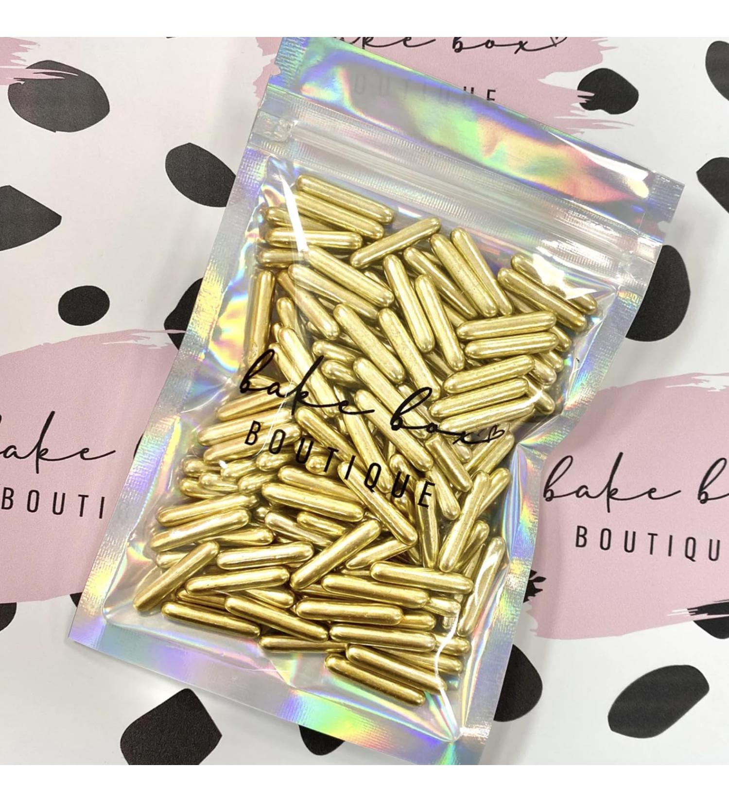 Gold rods Sprinkles for cakes edible gold metallic pearls Christmas wedding birthday party decoration cupcake cake toppers balls gold sprinkle mix blend baking topper GOLD RODS