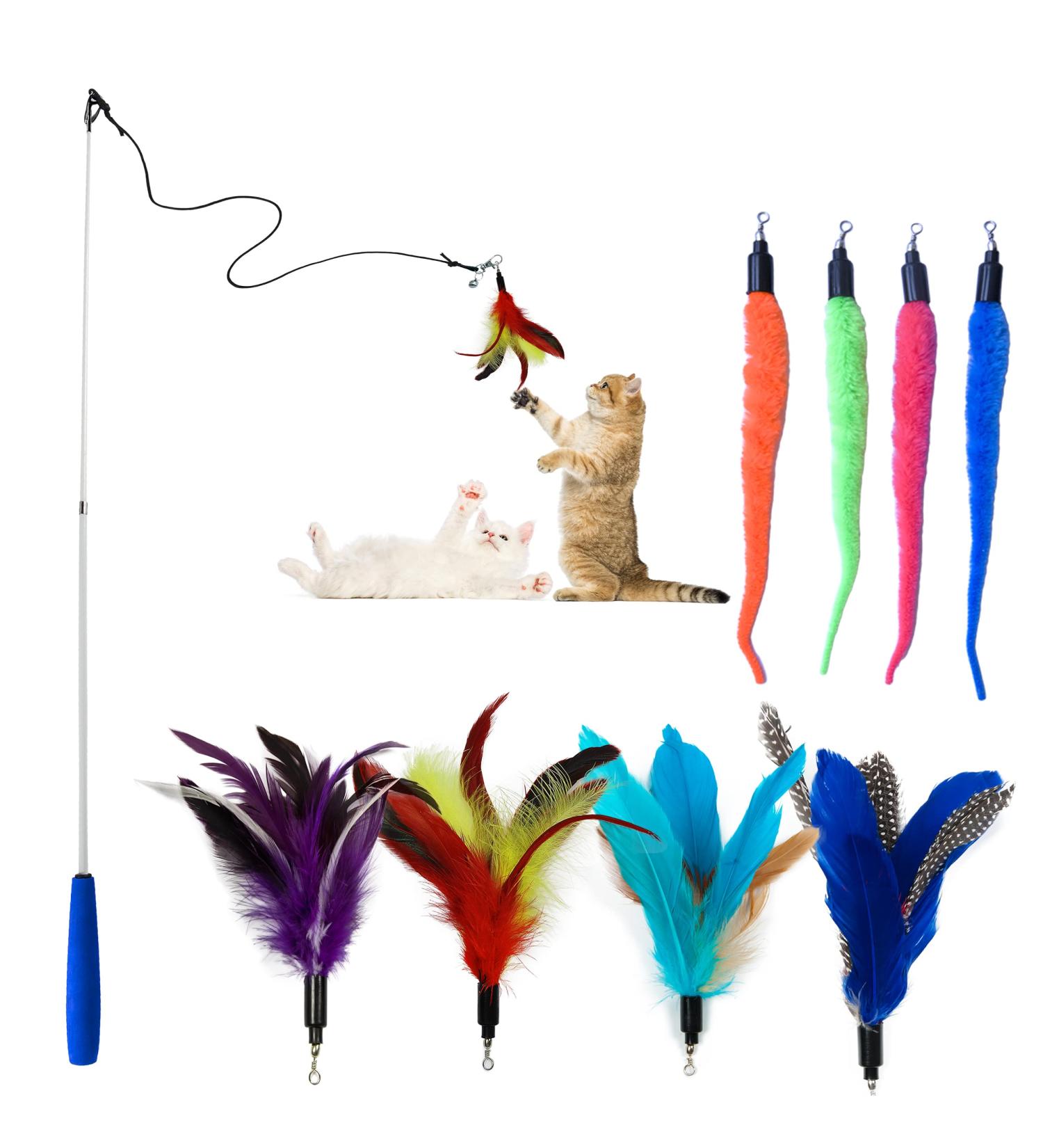 Cat Feather Toys Set with Wand and Refills - Interactive Cat Toys - Buy Online on GoSupps.com