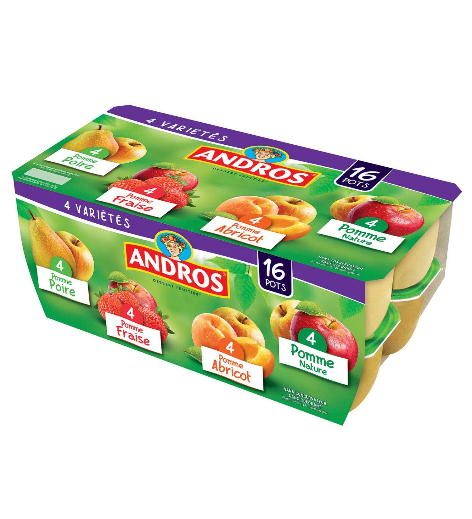 Andros Mixed Fruit Dessert Apple, Strawberry, Pear and Apricot, 16 x 100g