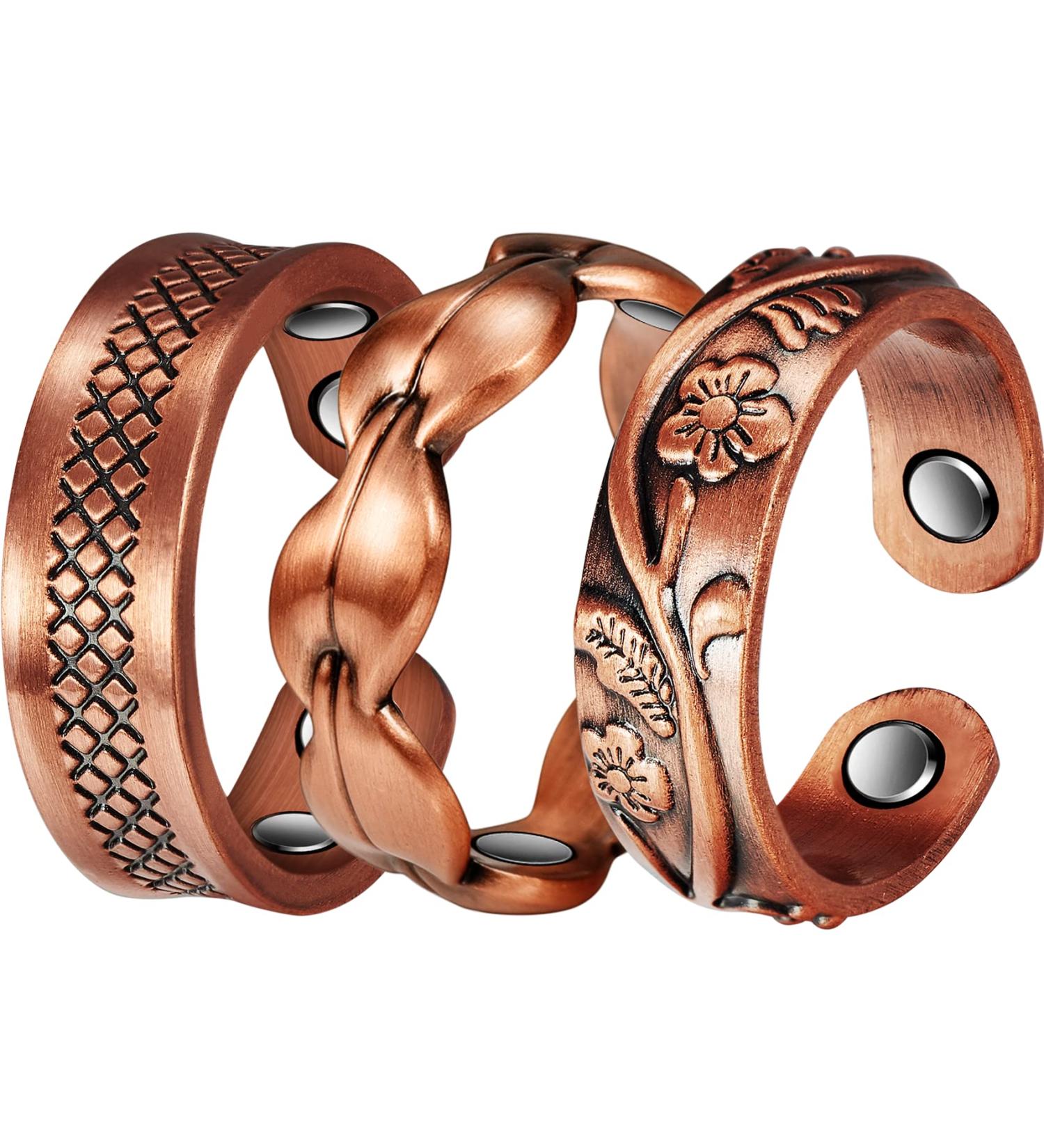 Magnetic Copper Rings Set of 3 | Adjustable Size Pure Copper Jewelry | Perfect Gifts for Health & Style - Buy Online on GoSupps.com
