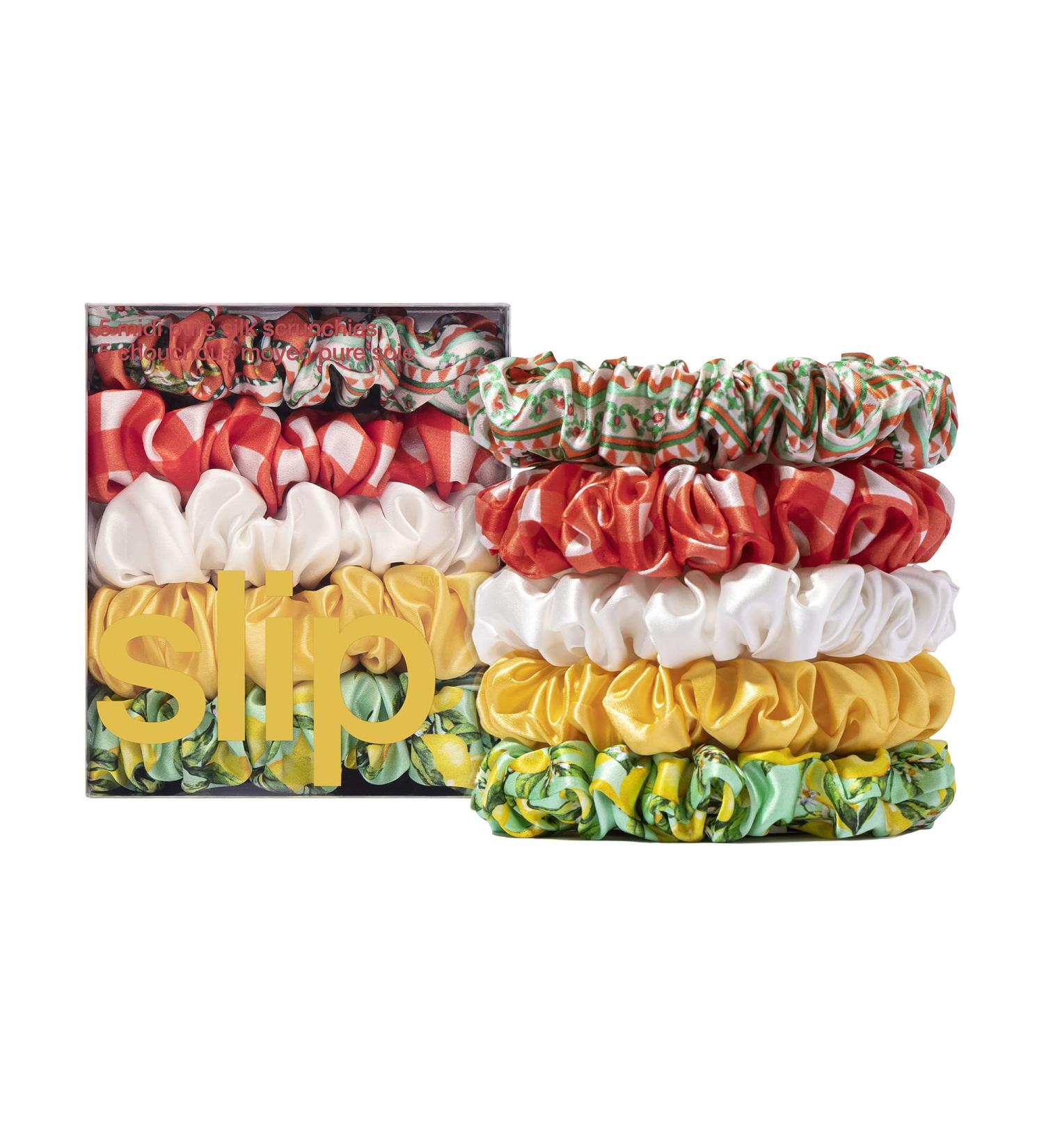 Pure Silk Midi Scrunchies - Amalfi - 5 Pack 100% Mulberry Silk Hair Scrunchies for Women - Buy Online on GoSupps.com