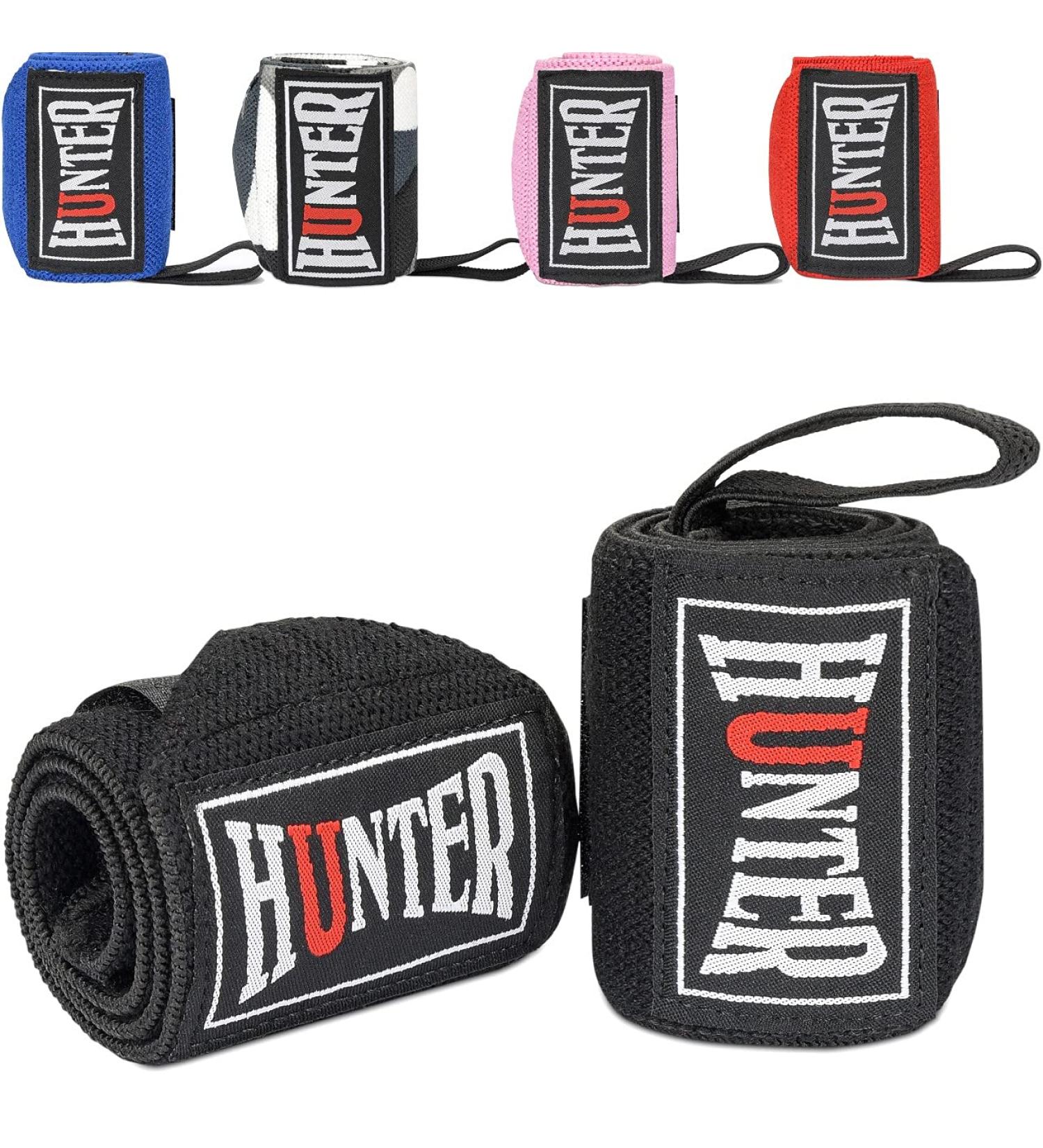 HUNTER Wrist Wraps 18 with Thumb Loops for Strength Training - Men & Women - Wrist Support Braces for Weightlifting, Crossfit, Powerlifting - Black - Buy Online on GoSupps.com