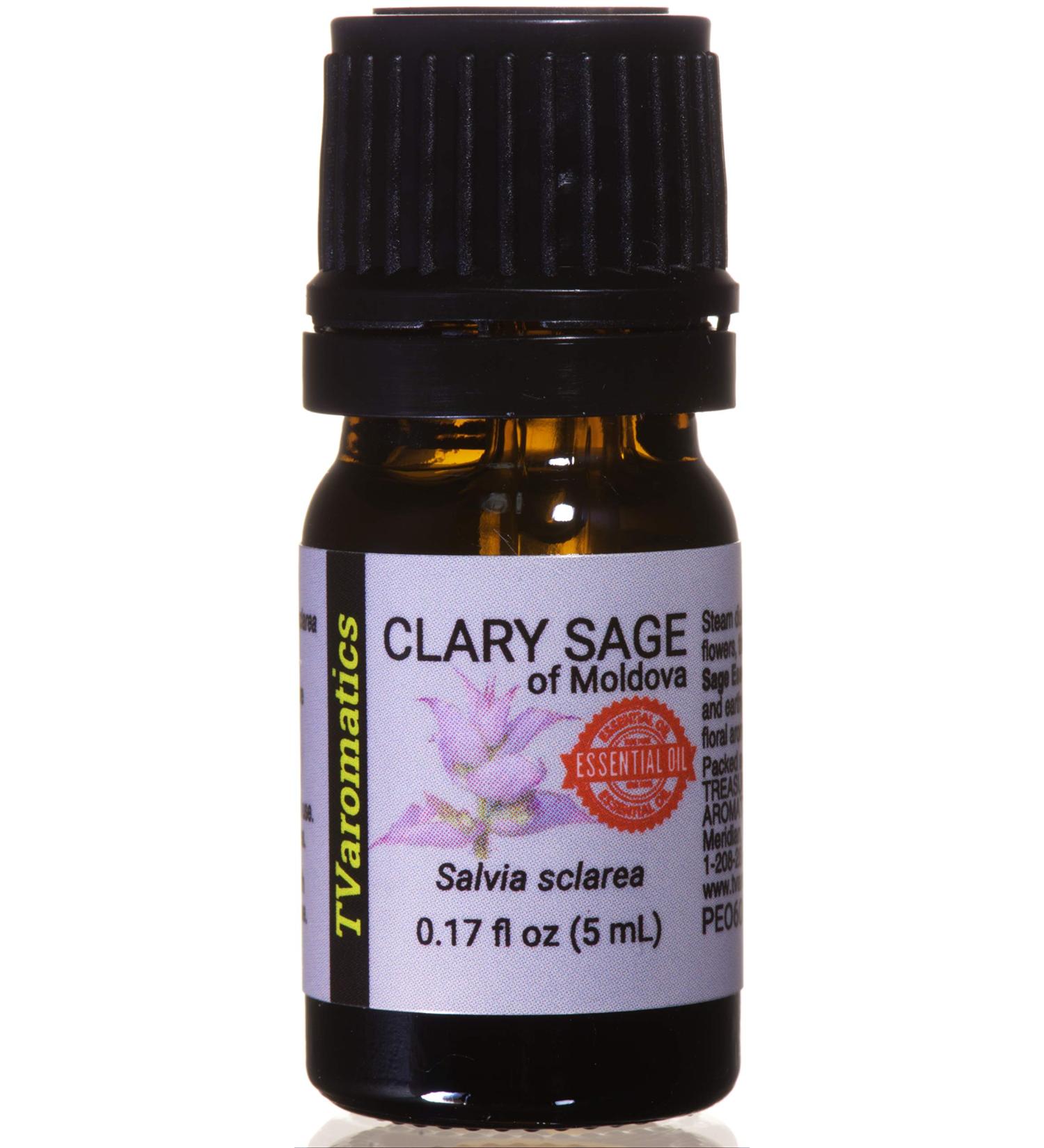 Buy 100% Pure Clary Sage Essential Oil - TVaromatics - 1/6 fl oz (5 mL) - Salvia Sclarea - Natural Aromatherapy Oil - Buy Online on GoSupps.com