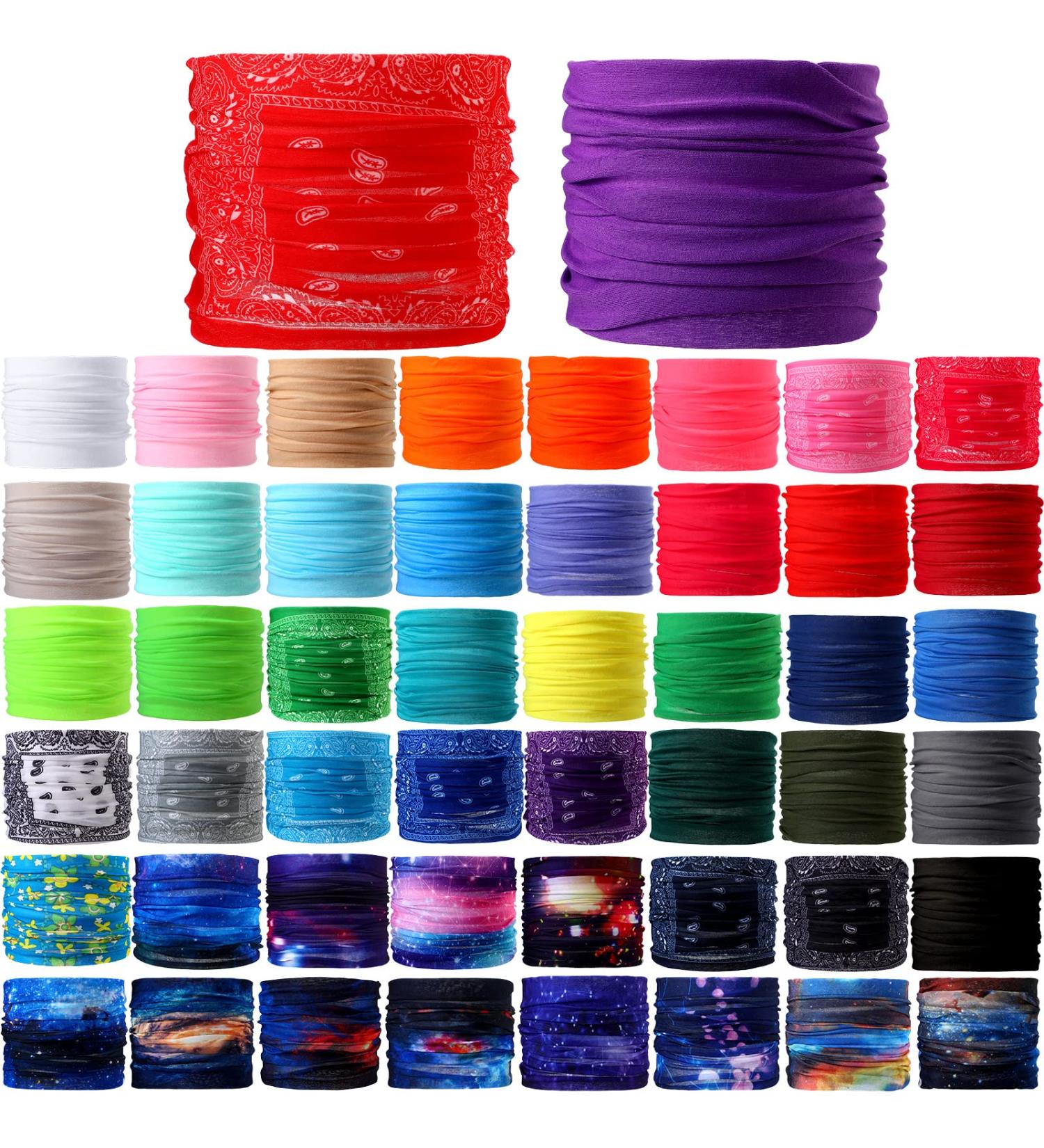 50 Piece Seamless Multi-Color Bandana Neck Gaiter Headwrap for Men and Women - Perfect for Hiking, Riding, and Sports - Buy Online on GoSupps.com