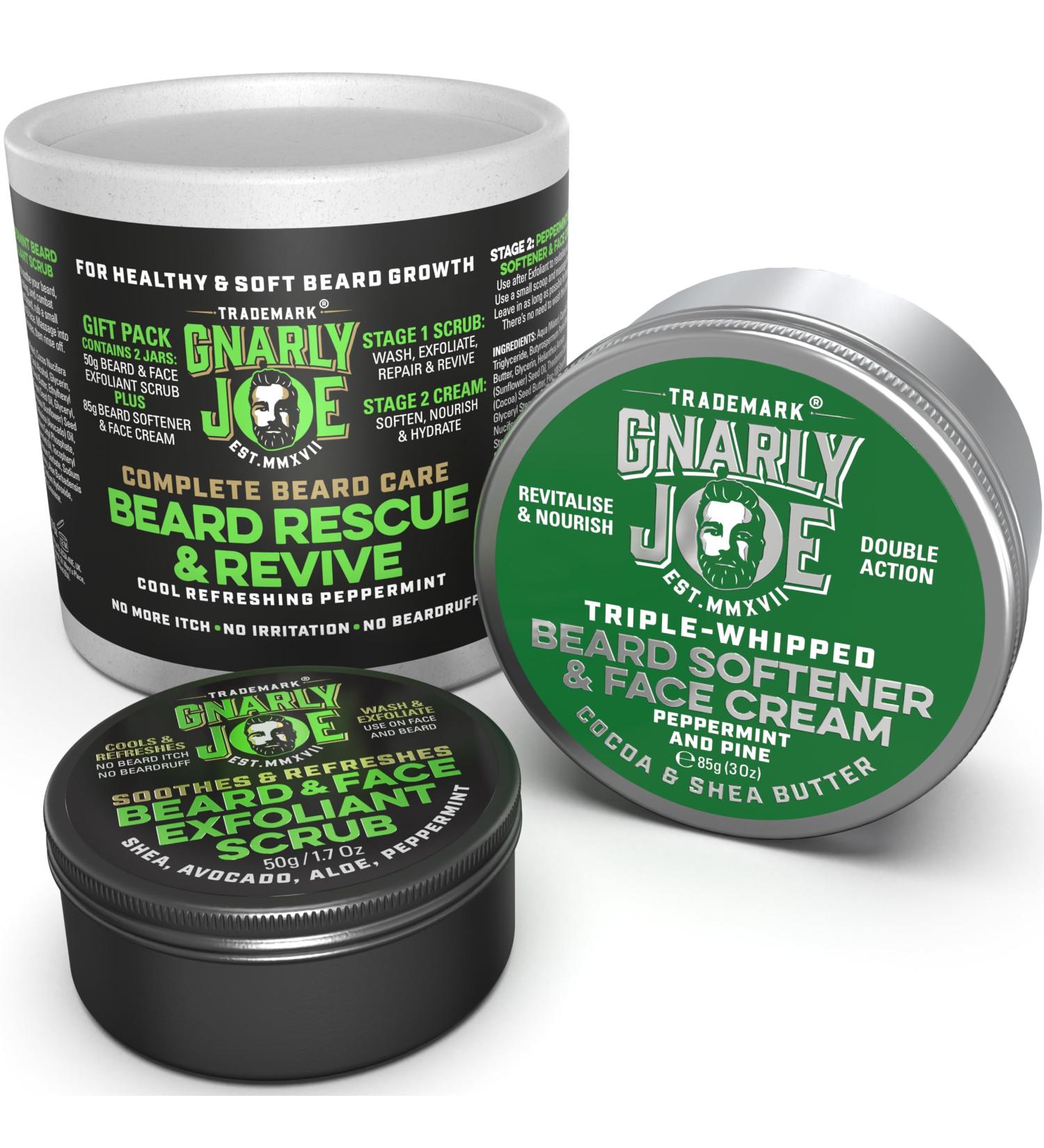Gnarly Joe Beard Rescue and Revive Gift Pack 135g. Softens Beard Removes Beard Dandruff Itch and Irritation (Peppermint) - Buy Online on GoSupps.com