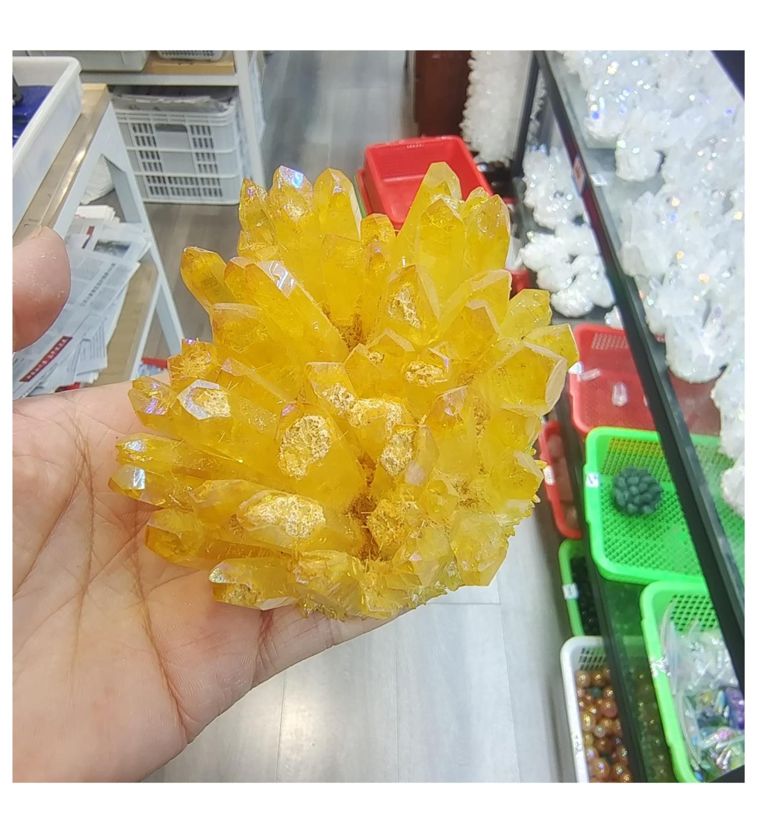 Natural Crystal Rough Crystals Yellow Natural Crystal Cluster Phantom Quartz Electroplating Crystal Aquarium Decoration Home Decor 1pcs (Size : 350-400g) - Buy Online on GoSupps.com