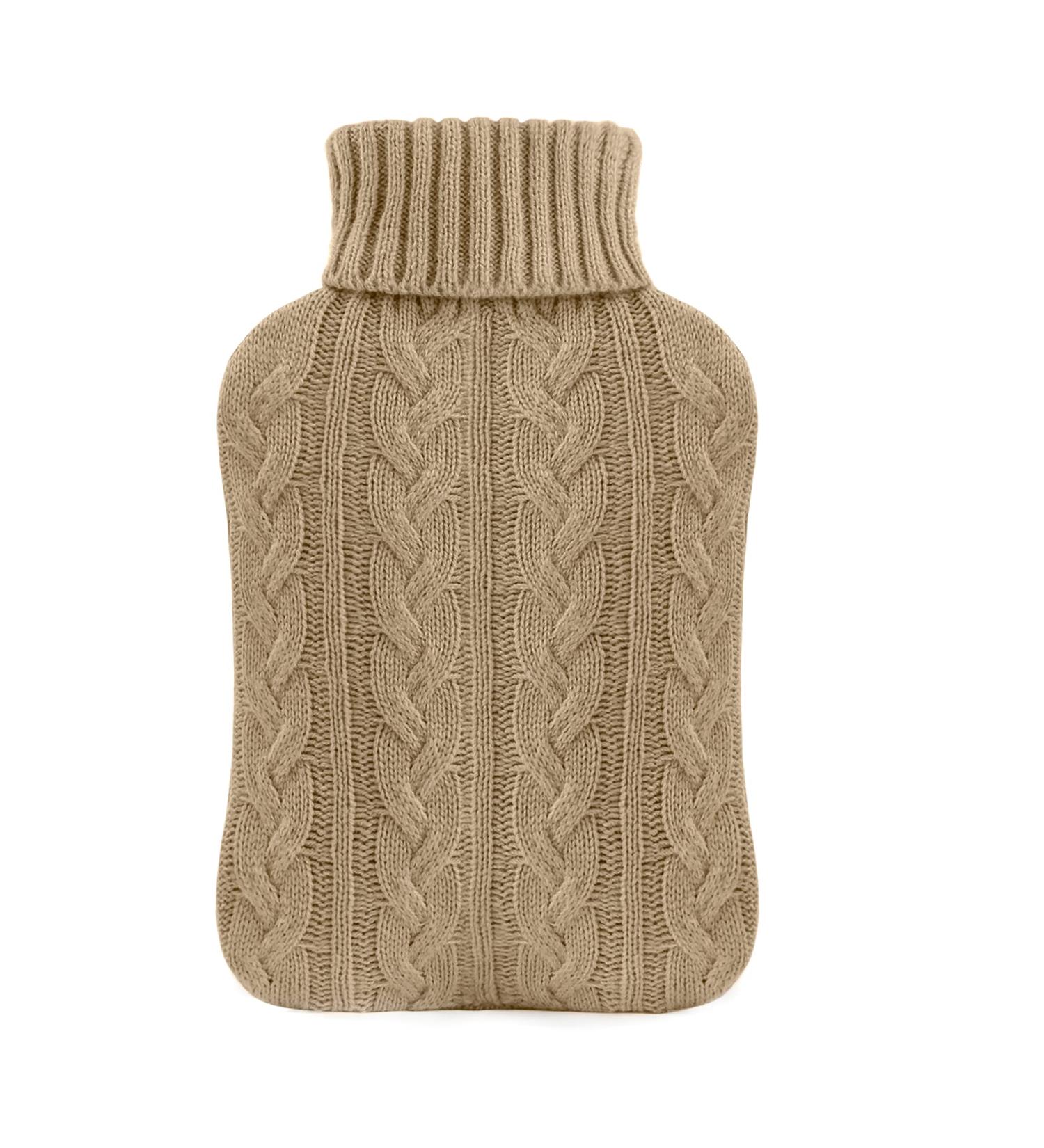 Samply 2L Hot Water Bottle with Knitted Cover in Khaki - Stay Cozy & Warm - Buy Online on GoSupps.com