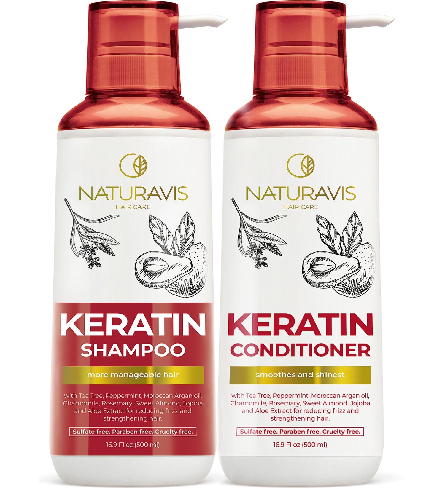 Shop Keratin Shampoo & Conditioner Set with Hyaluronic Acid | Sulfate-Free Moisturizing Treatment for Dry Damaged Hair Salon Grade for Men & Women - Buy Online on GoSupps.com