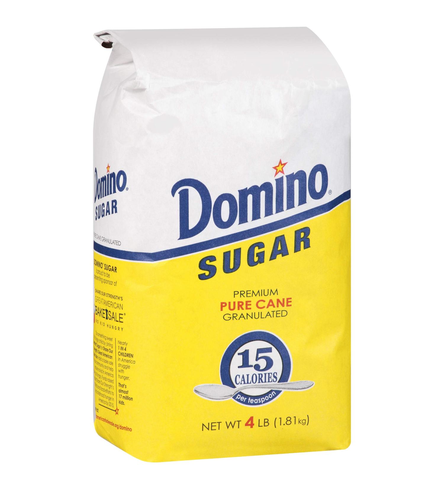 DOMINO GRANULATED PURE CANE WHITE SUGAR 4 LB BAG (Single) 4 Pound (Pack of 1)
