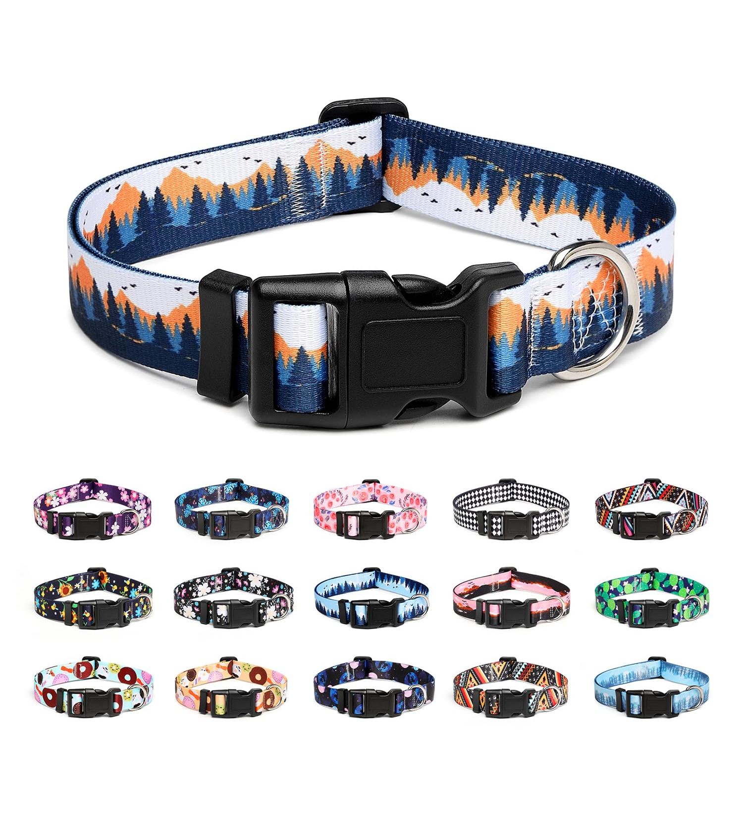Mercano Adjustable Dog Collar - Soft Nylon & Patterned Design for Small to Medium Dogs (M Sunset Valley) - Comfortable & Durable - Buy Online on GoSupps.com