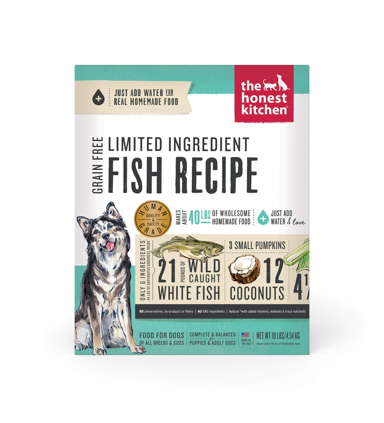 The Honest Kitchen Limited Ingredient Dehydrated Grain-Free Dog Food - Fish & Coconut 10 lb - Buy Online on GoSupps.com