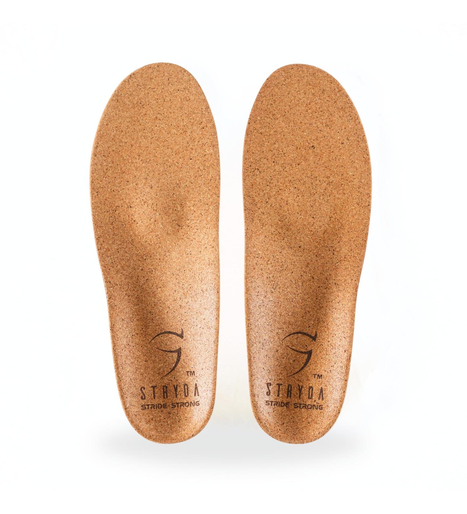 STRYDA Orthopedic Insoles - Vegan 100% Cork Shoe Inserts for Natural Foot Function & Comfort - Buy Online on GoSupps.com