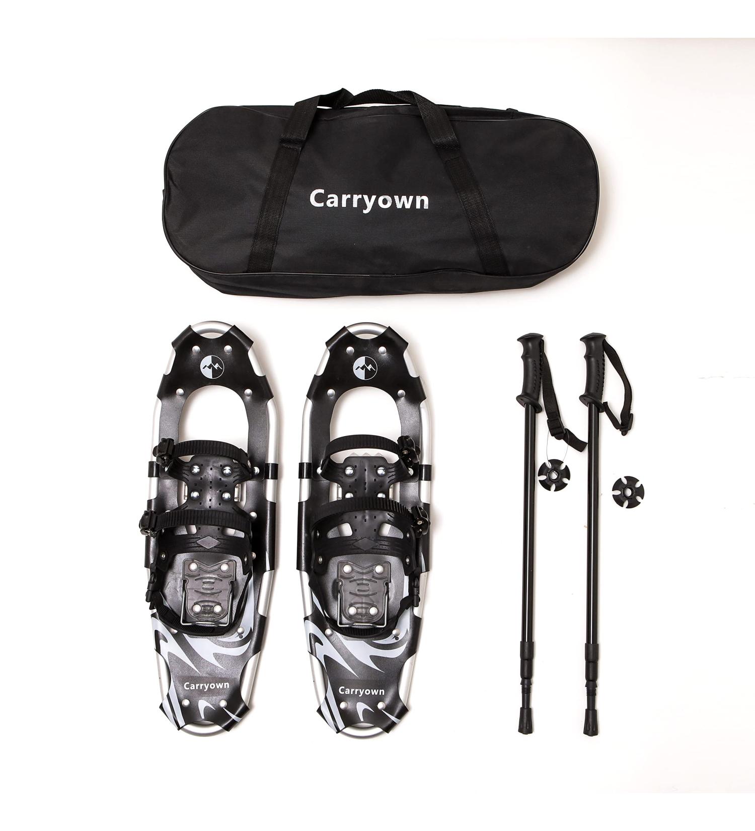 Carryown 3-in-1 Lightweight Snowshoes Set with Trekking Poles - Black (30 inches, 180-250 lbs) - Buy Online on GoSupps.com
