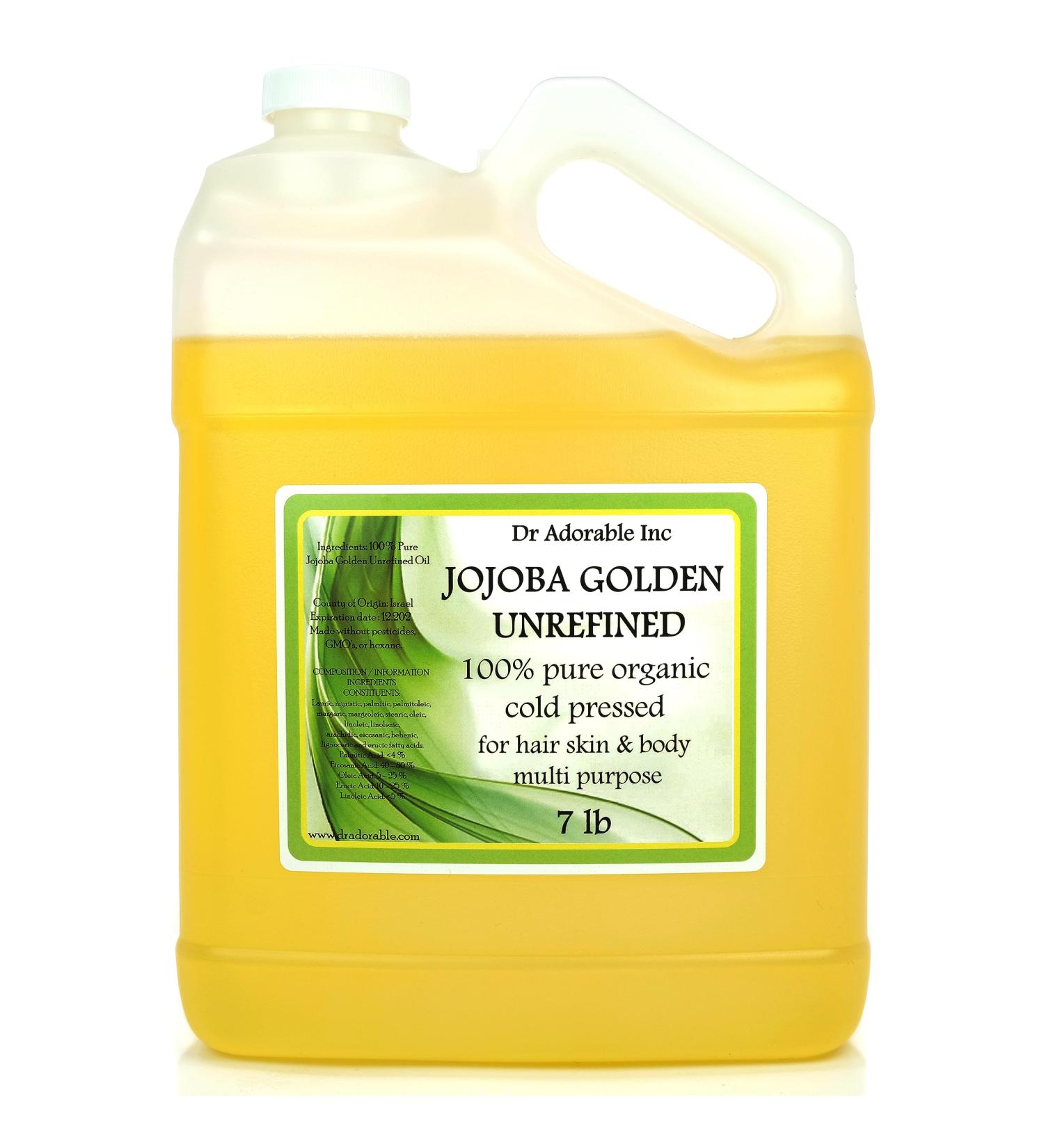Dr Adorable 7 lb Jojoba Oil - 100% Pure Natural Unrefined Organic Cold Pressed for Skin & Hair - International Shipping Available - Buy Online on GoSupps.com