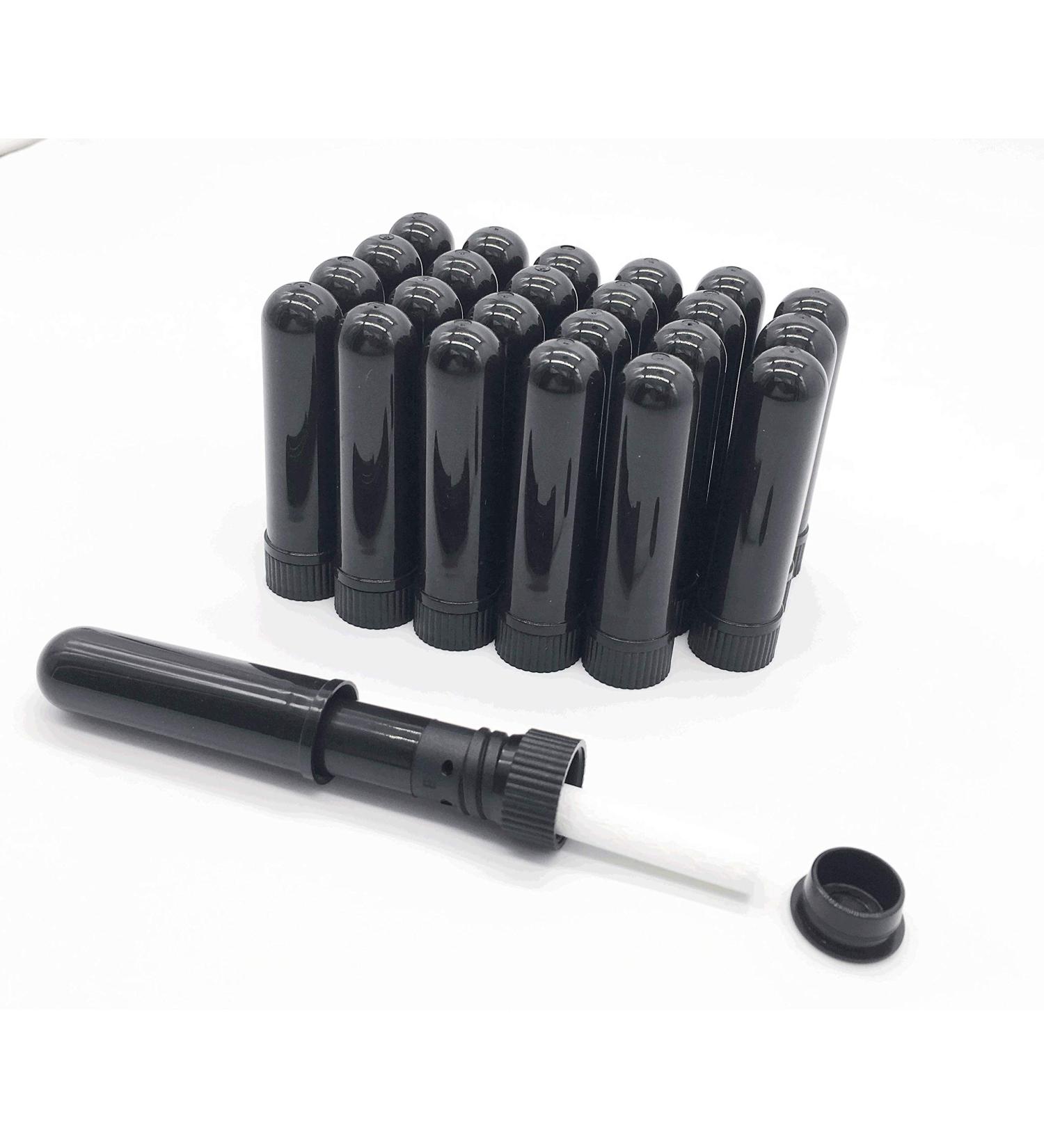LUVUOKYE HSHY Black Essential Oil Aromatherapy Nasal Inhaler Tubes (24 Complete Sticks+12 Extra Wick Stick) +2 Polyethylene Pipette Droppers +1Plastic Tweezers