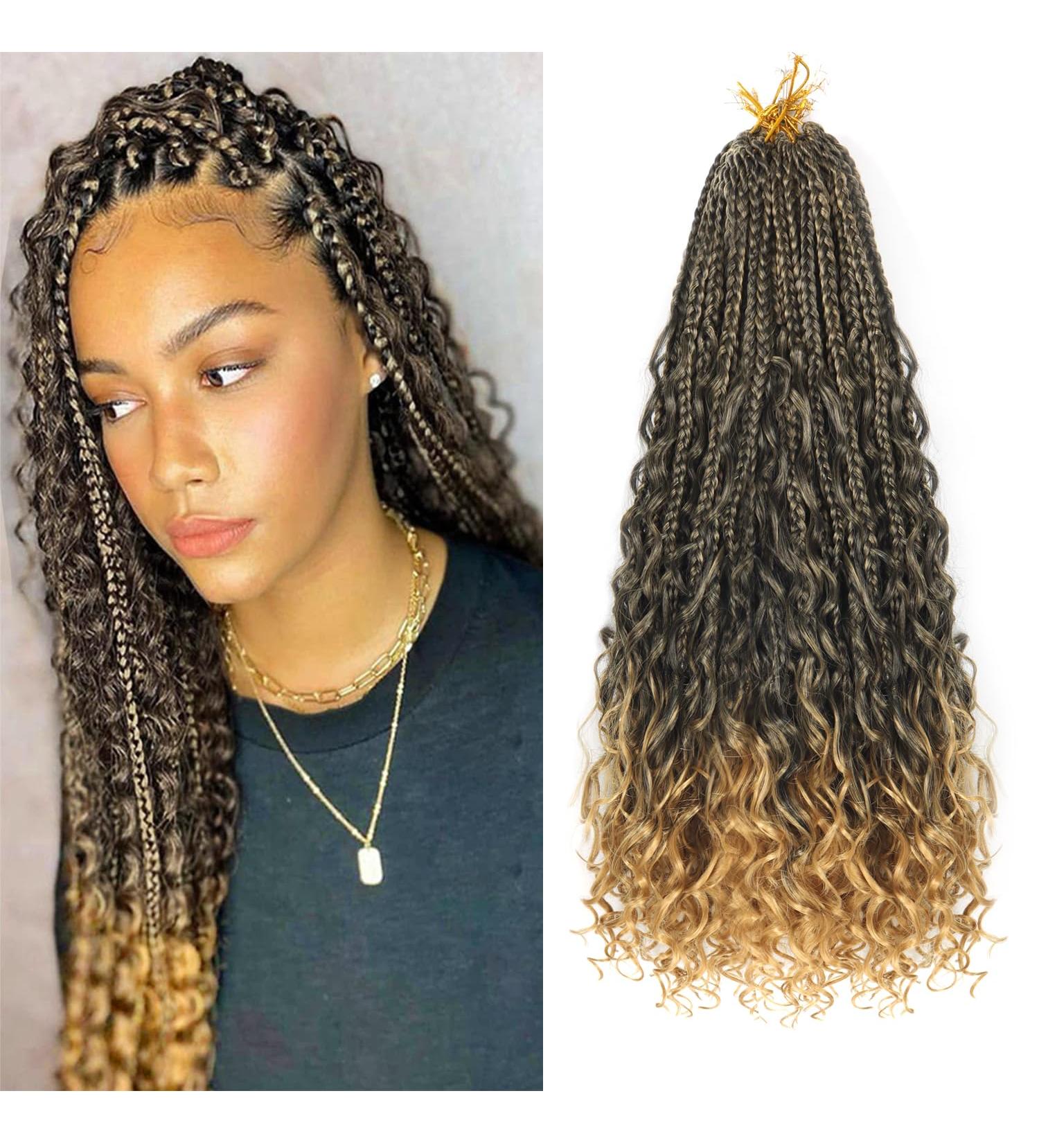 Ainimiu 18 Inch Goddess Box Braids Crochet Hair Bohomian Crochet Box Braids Curly Ends 8 Pack Crochet Braids Synthetic Braiding Hair Extension Black 18 Inch(Pack of 8) T27# - Buy Online on GoSupps.com