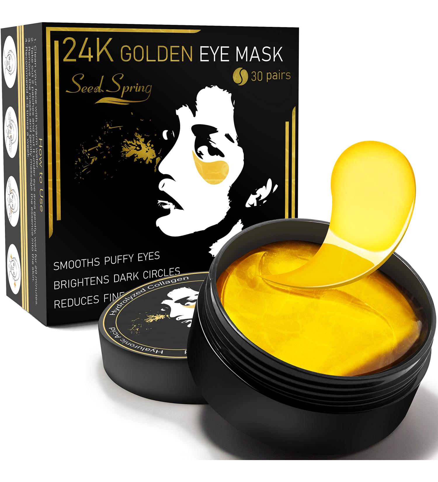 Seed Spring 24K Gold Eye Mask - Hydrating Collagen Patches for Dark Circles, Puffiness, and Wrinkles - 30 Pairs - Buy Online on GoSupps.com