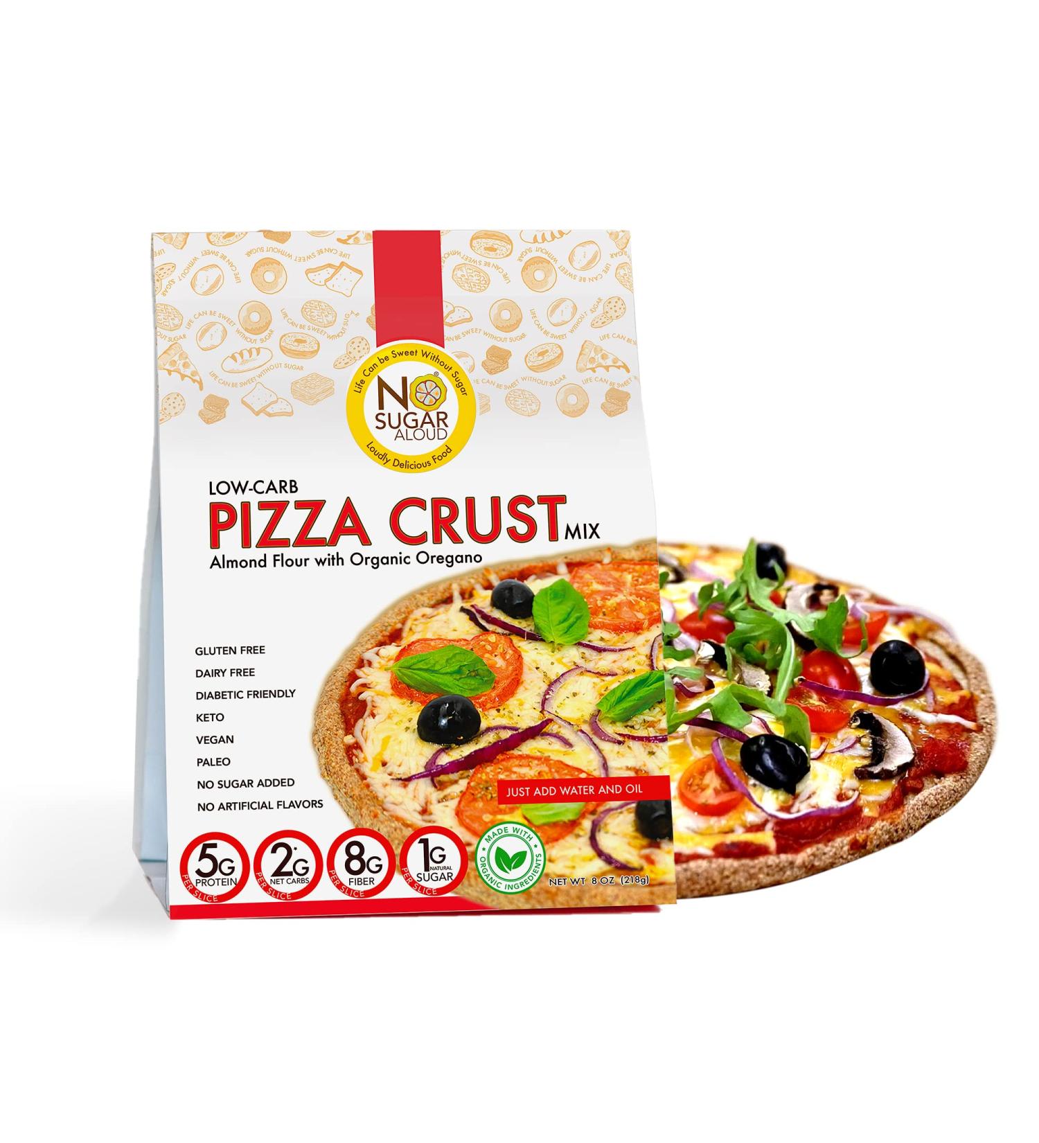 Low Carb Pizza Crust Mix  Gluten-Free & Plant-Based Almond Pizza Dough Mix  High Protein  High Fiber  Natural  No Artificial Flavors  Dairy-Free & Paleo-Friendly  No Added Sugar  8 oz - No Sugar Aloud - Buy Online on GoSupps.com
